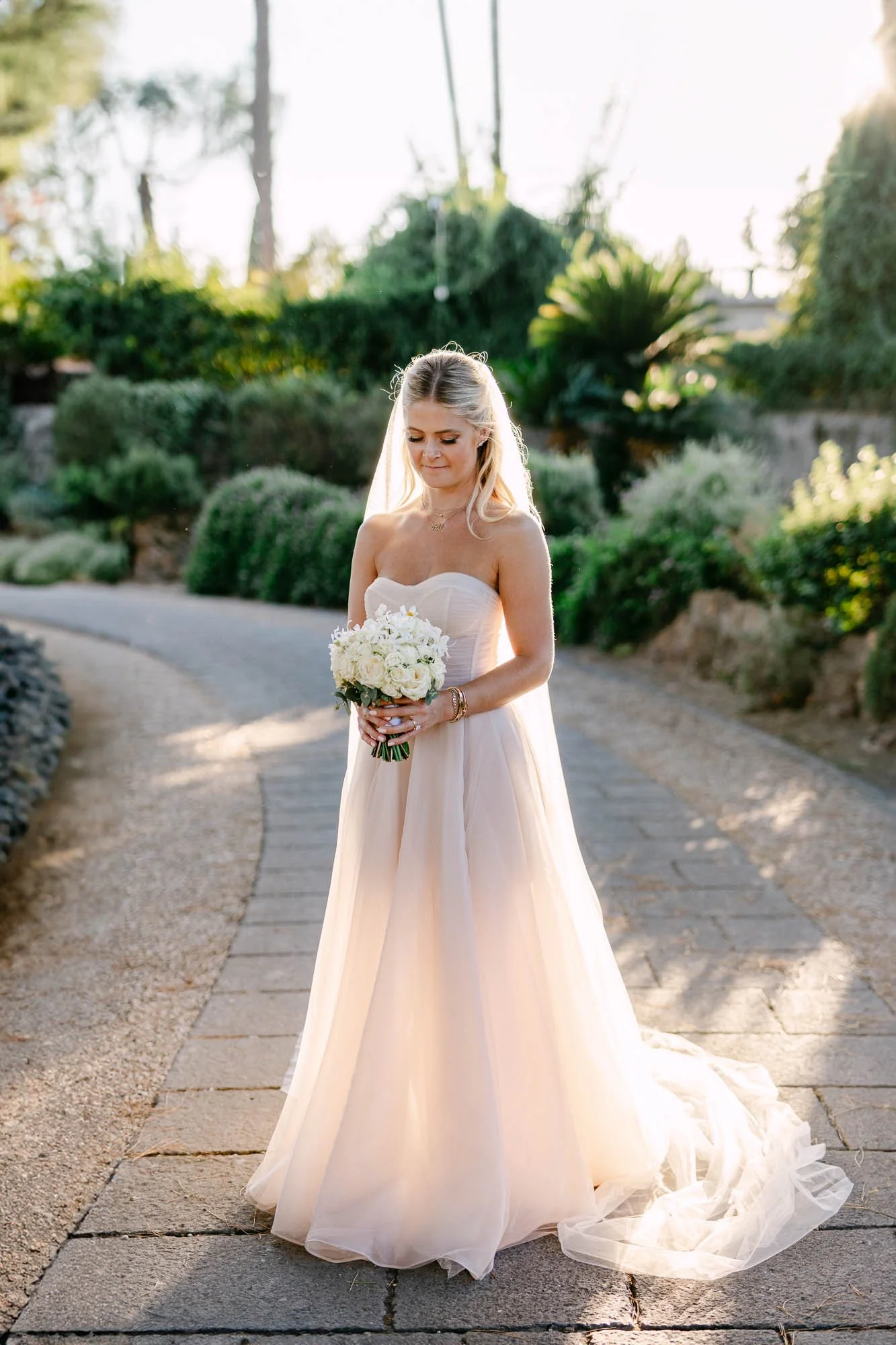 bride at her destination wedding in rome at villa aurelia