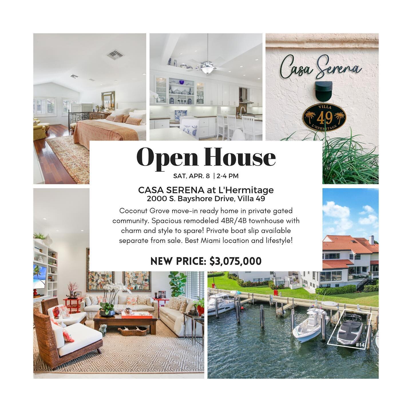 NEW IMPROVED PRICE!

Grove Location
Grove Lifestyle

Spectacular move-in ready townhouse in exclusive L'Hermitage, the private Coconut Grove gated enclave. Great amenities, 24/7 security, close to everything. Coconut Grove at its best!

*Deeded boat 