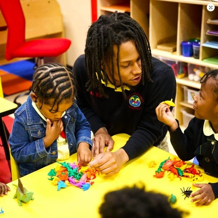 A hands-on activity being lead by a teacher at The Preschool Learning Center.