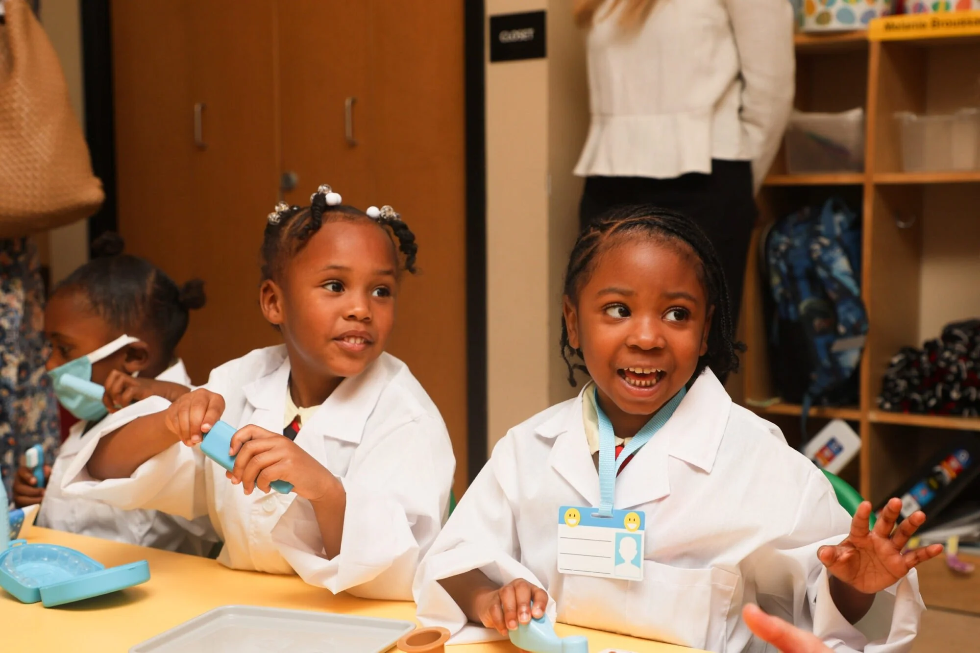 Children participate in a dental health promotional event sponsored by local community partners.