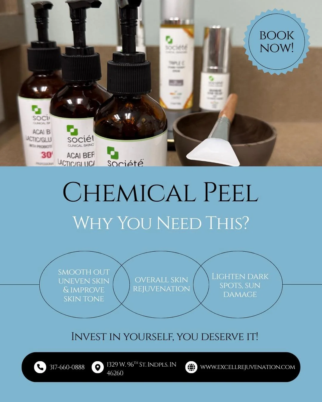 🍂 Another September Special 🍂

Say hello to smoother, brighter skin with our Societe Chemical Peel for only $59 this month! ✨

It&rsquo;s the perfect way to refresh your skin for fall. 🍁

📅 Spots are limited&mdash;book yours today!

#SeptemberSpe