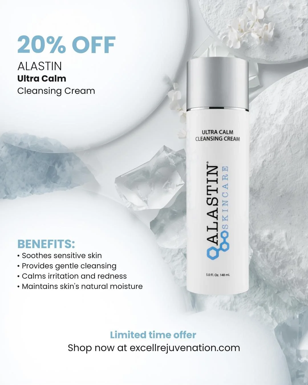 ⏰ Few days left!
Soothe, calm, and cleanse your skin with 20% OFF Alastin Ultra Calm Cleansing Cream 🤍

Perfect for sensitive, post-procedure, or winter-dry skin &mdash; gentle enough for daily use, powerful enough to support your skin barrier.

Cal