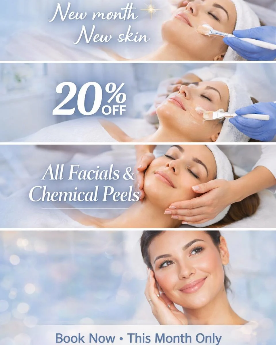 ✨ January Skin Reset Starts Now ✨

New month, new glow 🦋
For a limited time, enjoy 20% OFF all facials &amp; chemical peels this month only.

Whether you&rsquo;re targeting dull skin, breakouts, fine lines, or just need a refresh&mdash;this is your 