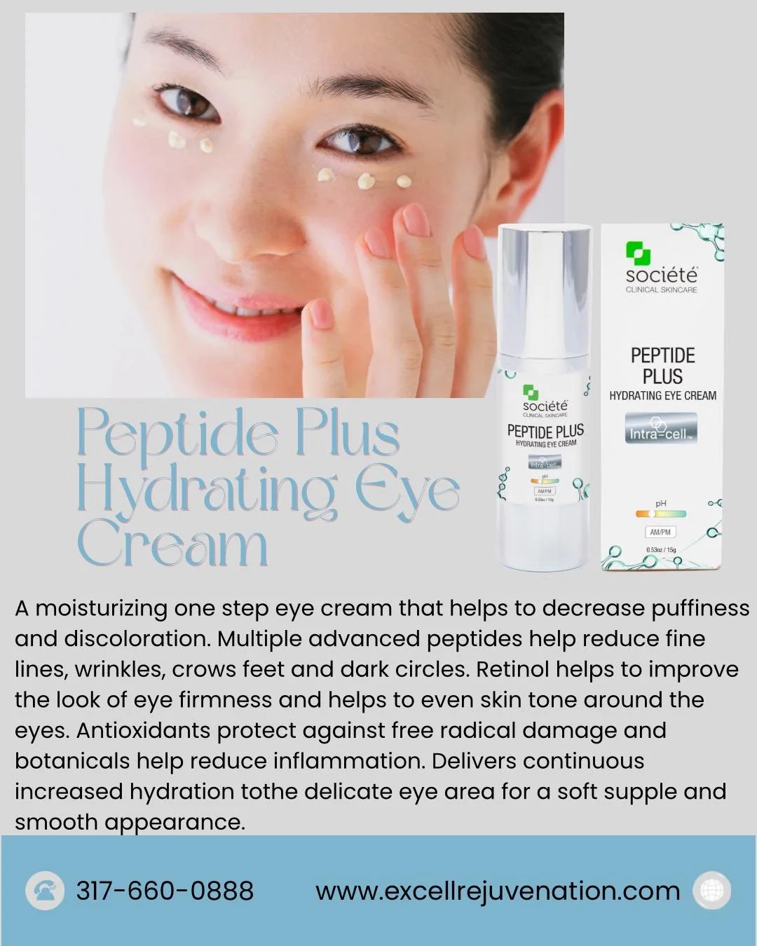 ✨ Bright eyes start here ✨

Tired eyes? Fine lines? Dehydration sneaking in?
Meet Peptide Plus Hydrating Eye Cream from Societe &mdash; your new daily essential for smoother, brighter, well-rested under eyes 👀

✔️ Peptides to support collagen + firm