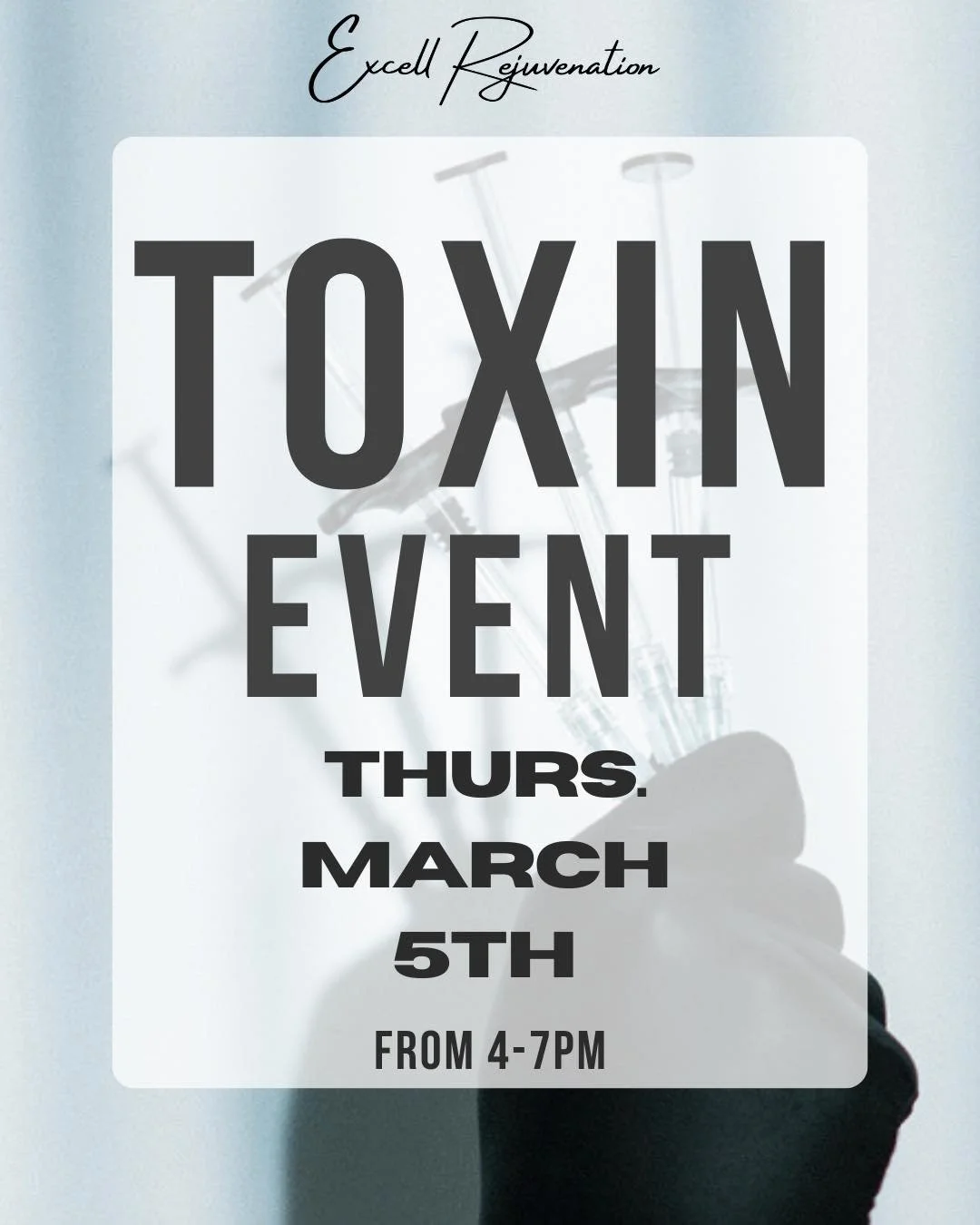 🦋 It&rsquo;s time! Our Neurotoxin Event is happening Thursday, March 5th from 4&ndash;7PM! 

Join us for an evening of smooth + glow 💙

✔️ Neurotoxin treatments that day
✔️ 20% OFF all skincare
✔️ Special pricing on microneedling with PRP
✔️ Discou