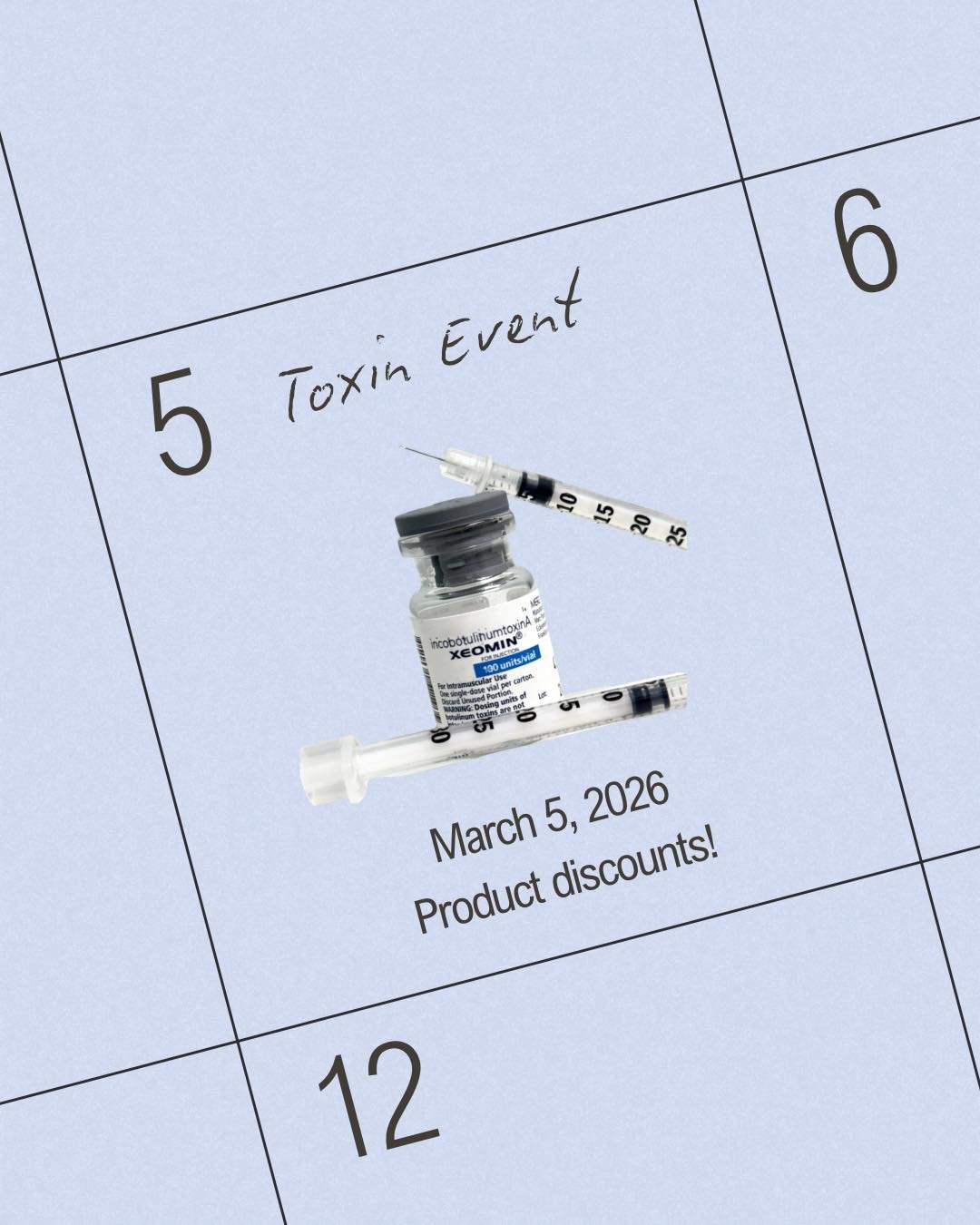 🚨 TOMORROW 🚨

Our Neurotoxin Event is happening Thursday from 4&ndash;7PM &mdash; and we only have a few spots left!

✨ Neurotoxin treatments -$1 off per unit
✨ 20% OFF all skincare
✨ Discounts on microneedling with PRP
✨ Specials on fillers + bios