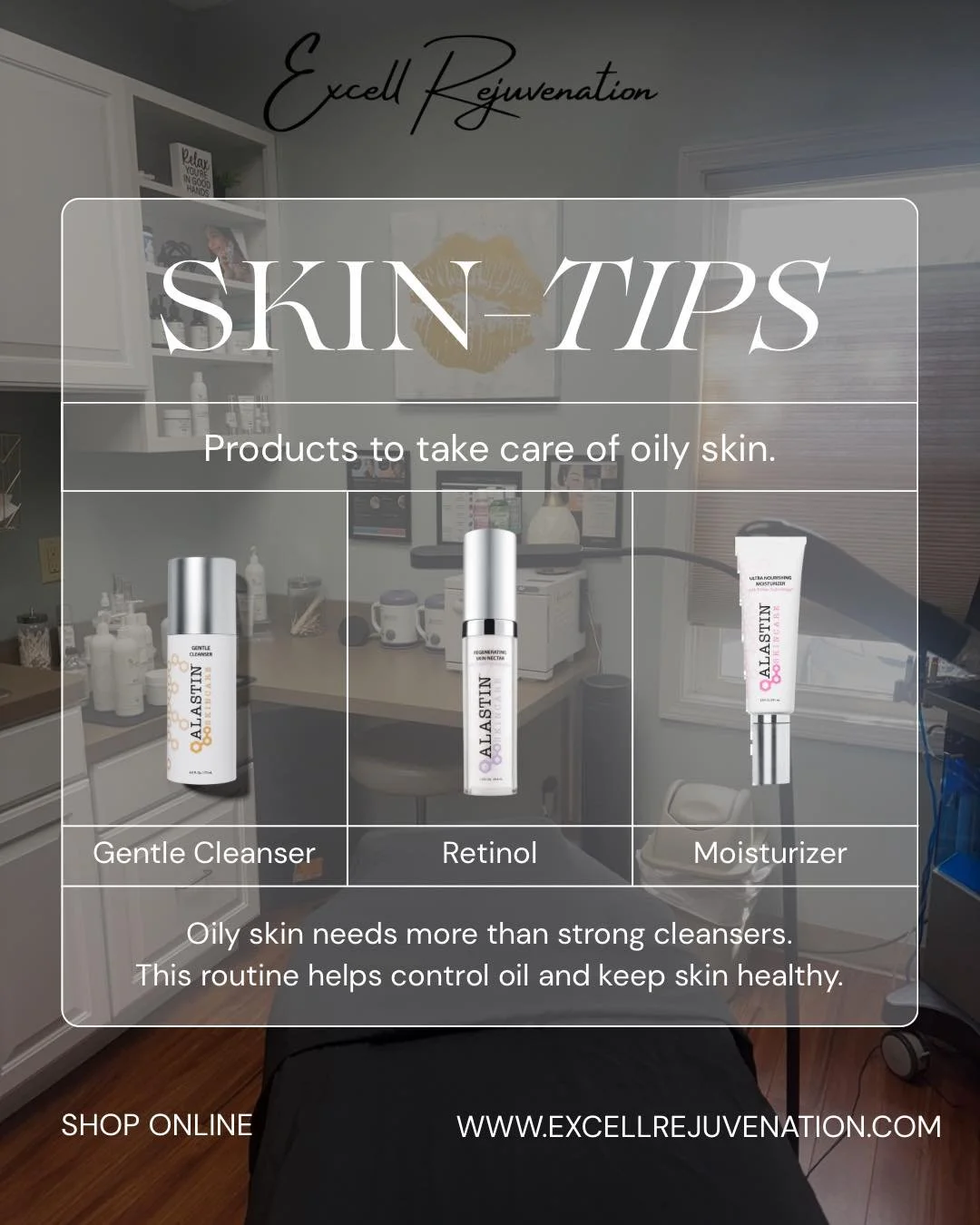 Oily Skin Tips ✨

Dealing with excess oil, shine, or clogged pores? The right skincare routine can help keep your skin balanced without over-drying it.

✔️ Cleanse with Alastin Gentle Cleanser to remove excess oil without stripping your skin.
✔️ Reti