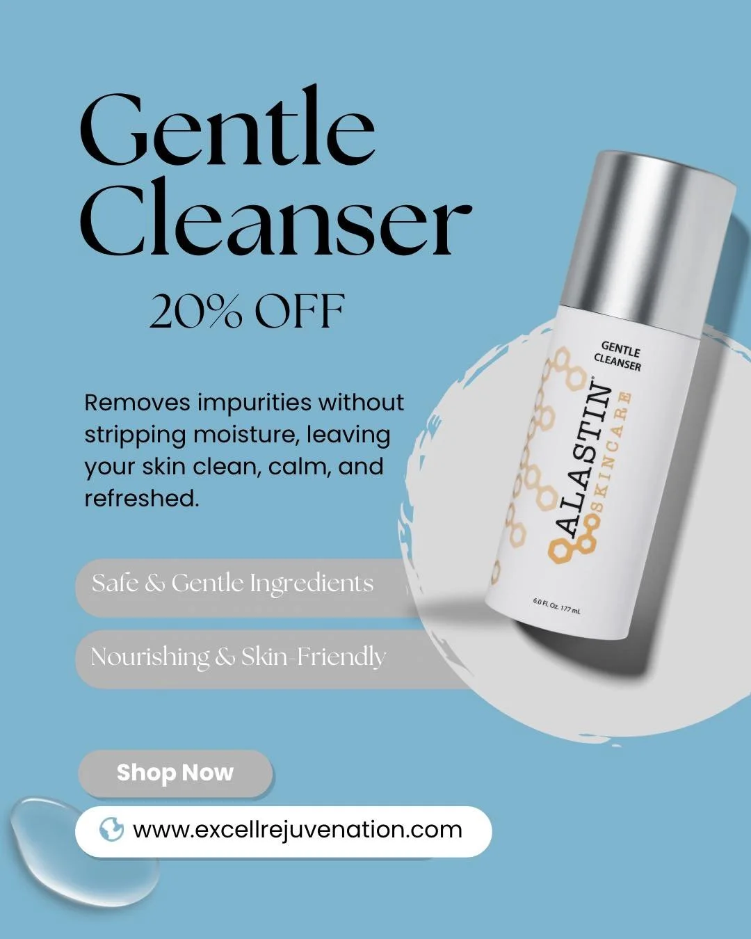 Your skin deserves a gentle reset ✨

For a limited time, enjoy 20% OFF Alastin&rsquo;s Gentle Cleanser &mdash; the perfect first step for healthy, balanced skin.

This soothing cleanser removes impurities without stripping moisture, leaving your skin