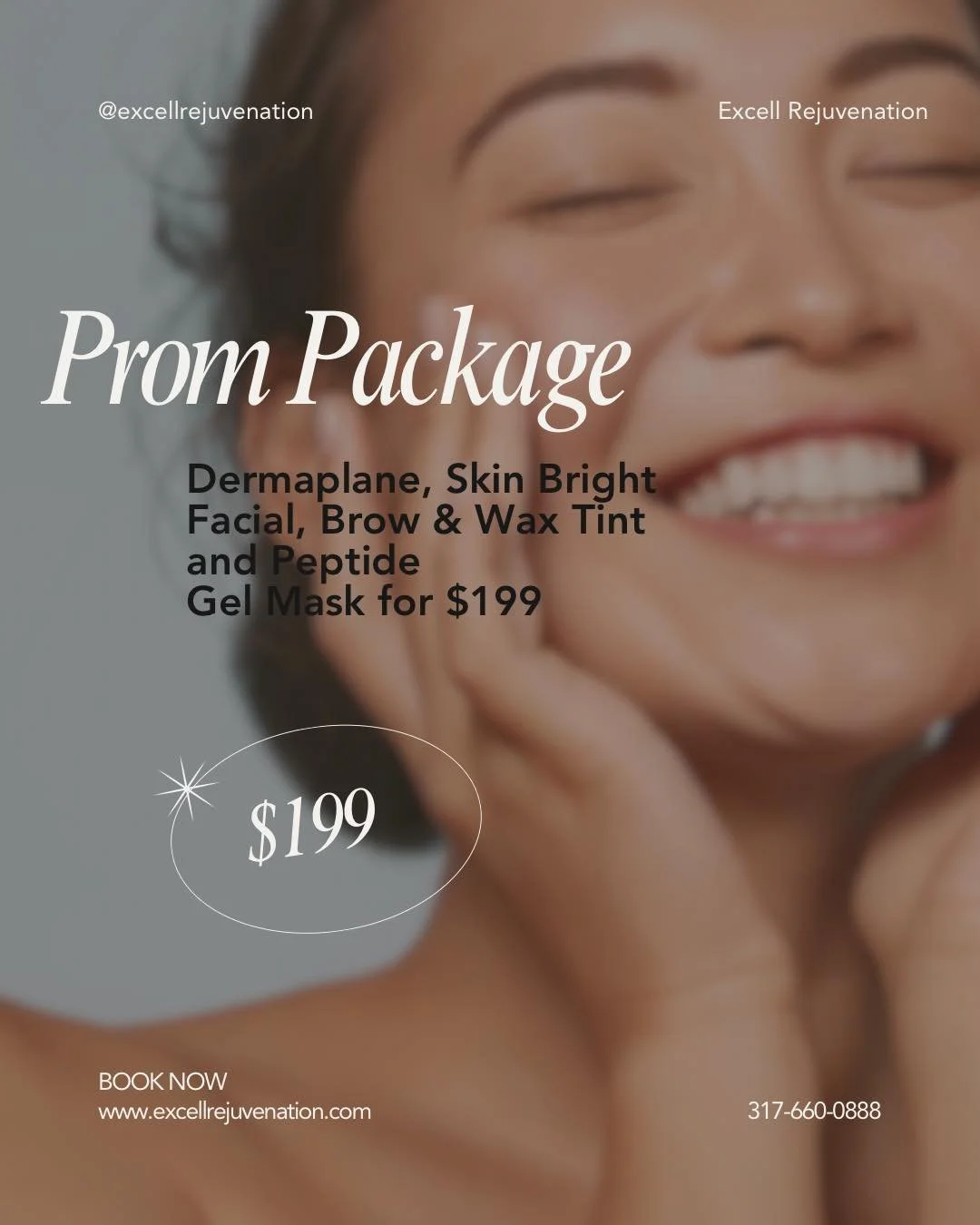 Get ready to shine with our Prom Package&mdash;everything you need for that flawless, picture-perfect look 🦋

💫 Includes:
&bull; Dermaplane
&bull; Skin Bright Facial
&bull; Brow &amp; Wax Tint
&bull; Peptide Gel Mask

💲 All for just $199

Perfect 