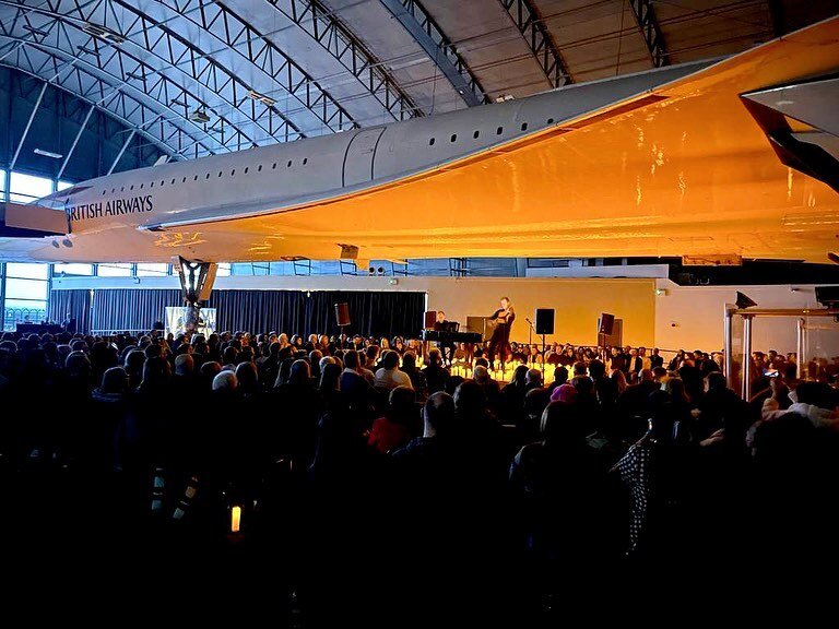 An epic location to debut my new Sci-Fi &amp; Fantasy Film Programme @candlelight.concerts @manairportrvp with @petedurrant @soundsystemsolutions. What an experience to perform under Concorde! #concorde #candlelight #candlelightconcert #candlelightco