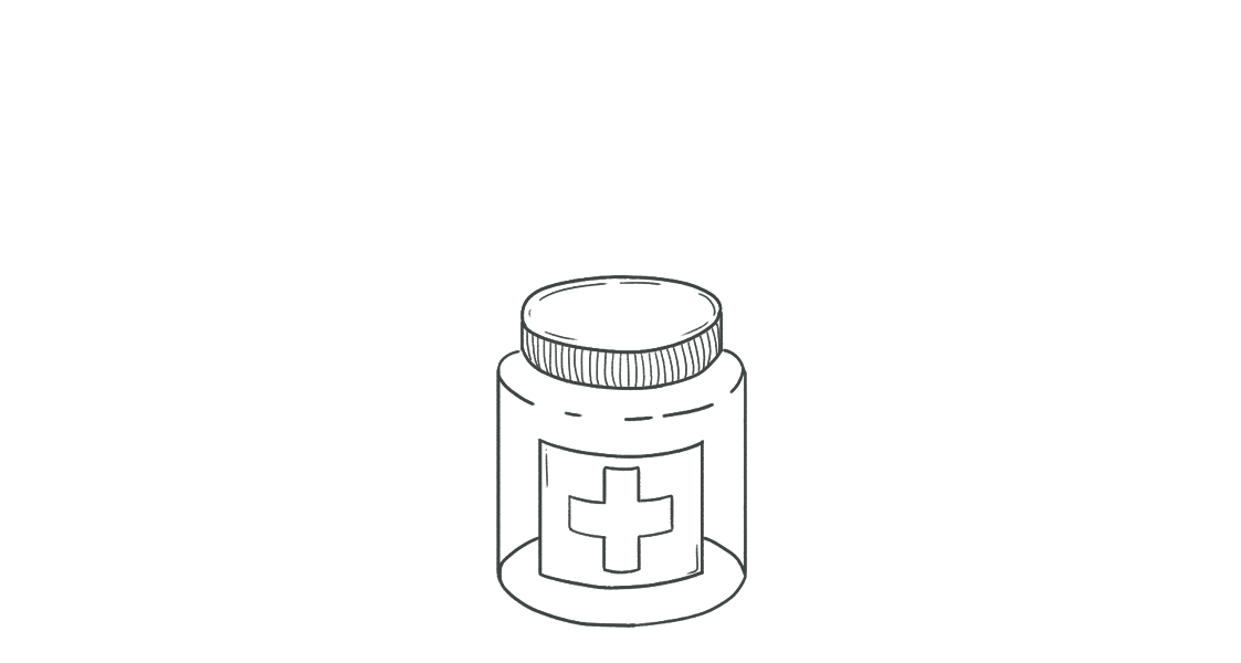 hand-drawn empty pill bottle icon