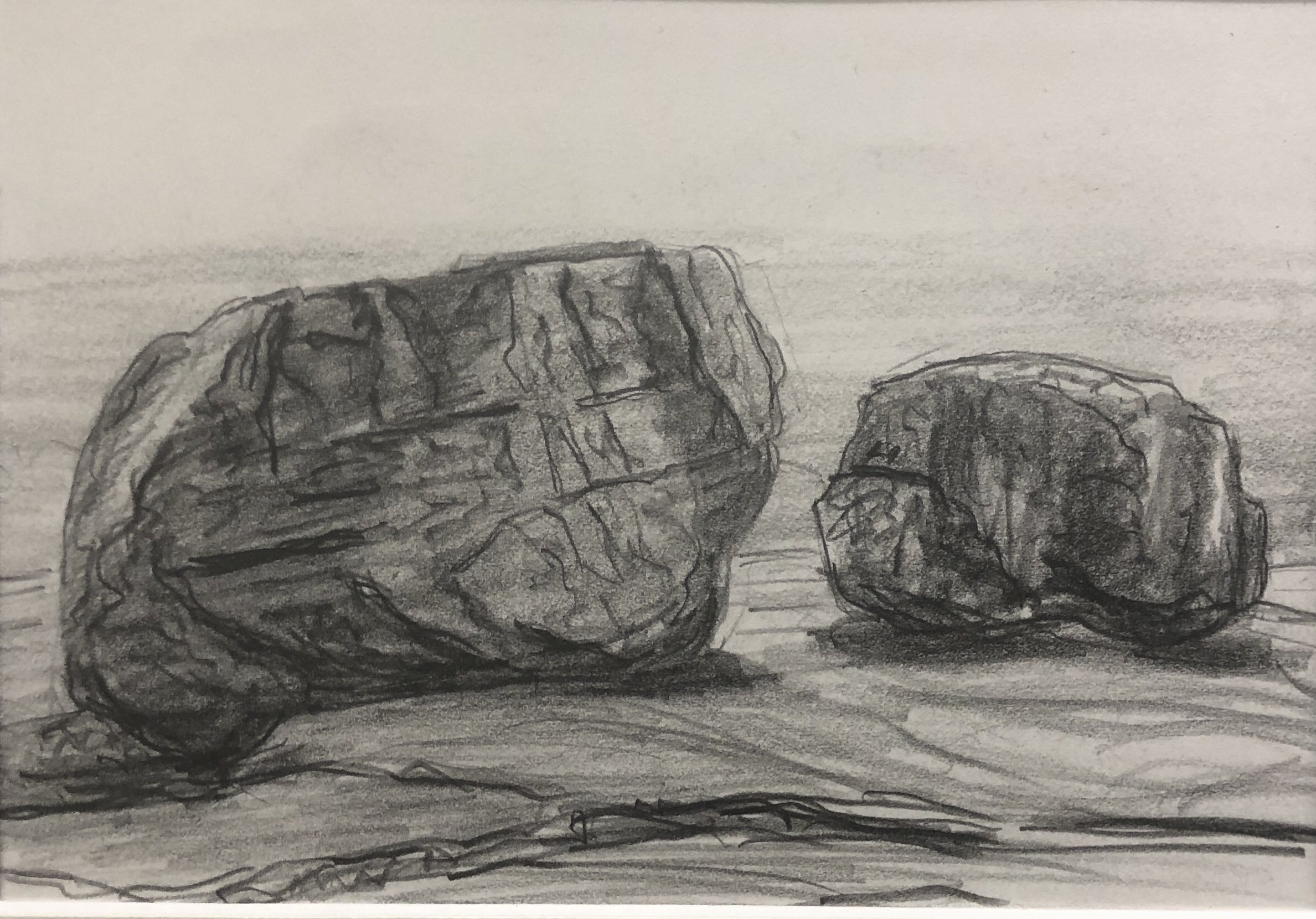 Erractic study, Old School House Point, graphite on paper, 8 x 10 inches, matted - $75