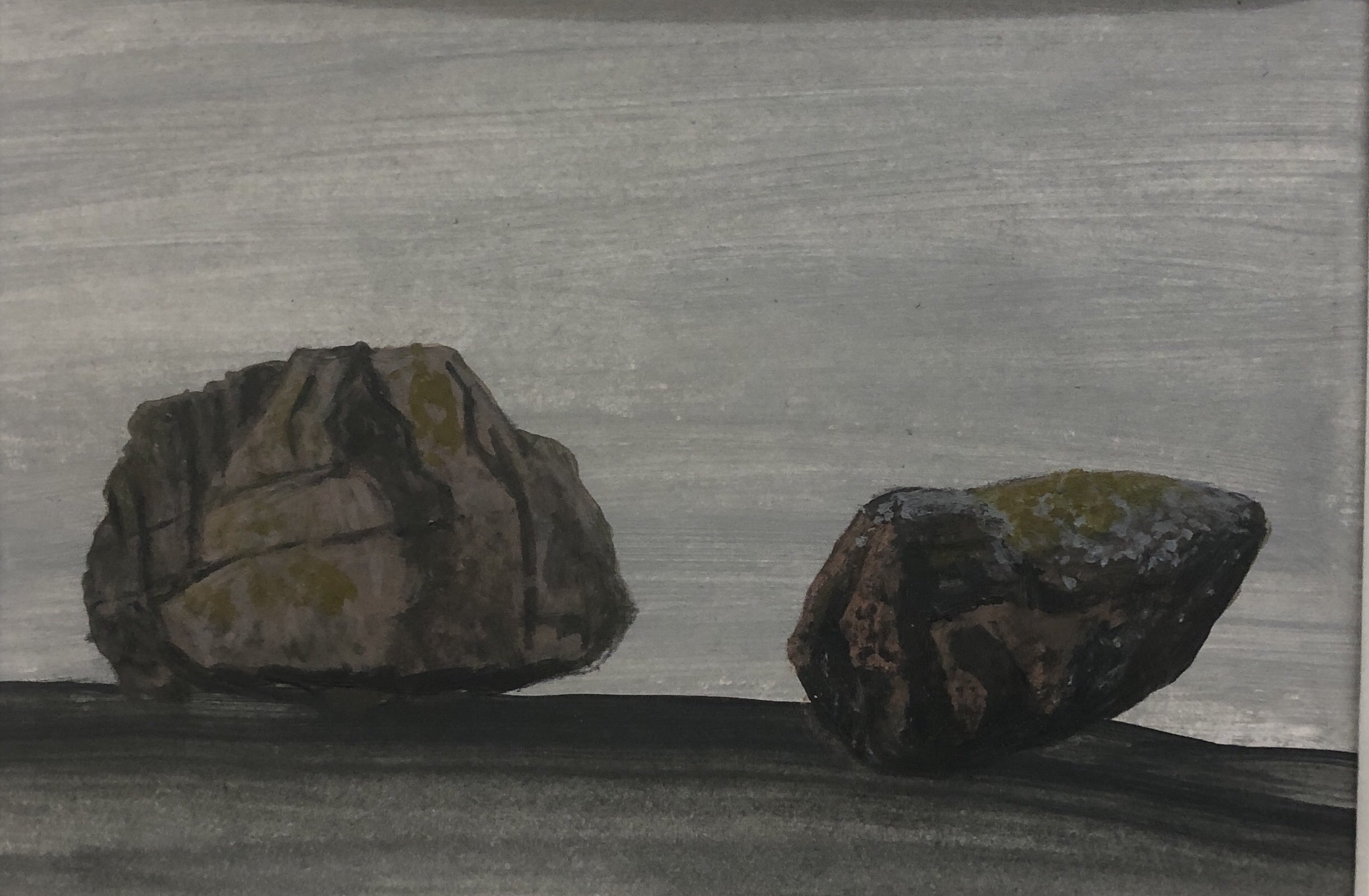 Erratic Study, Old School House Point, acrylic on paper, 8 x 10 inches, matted - $75