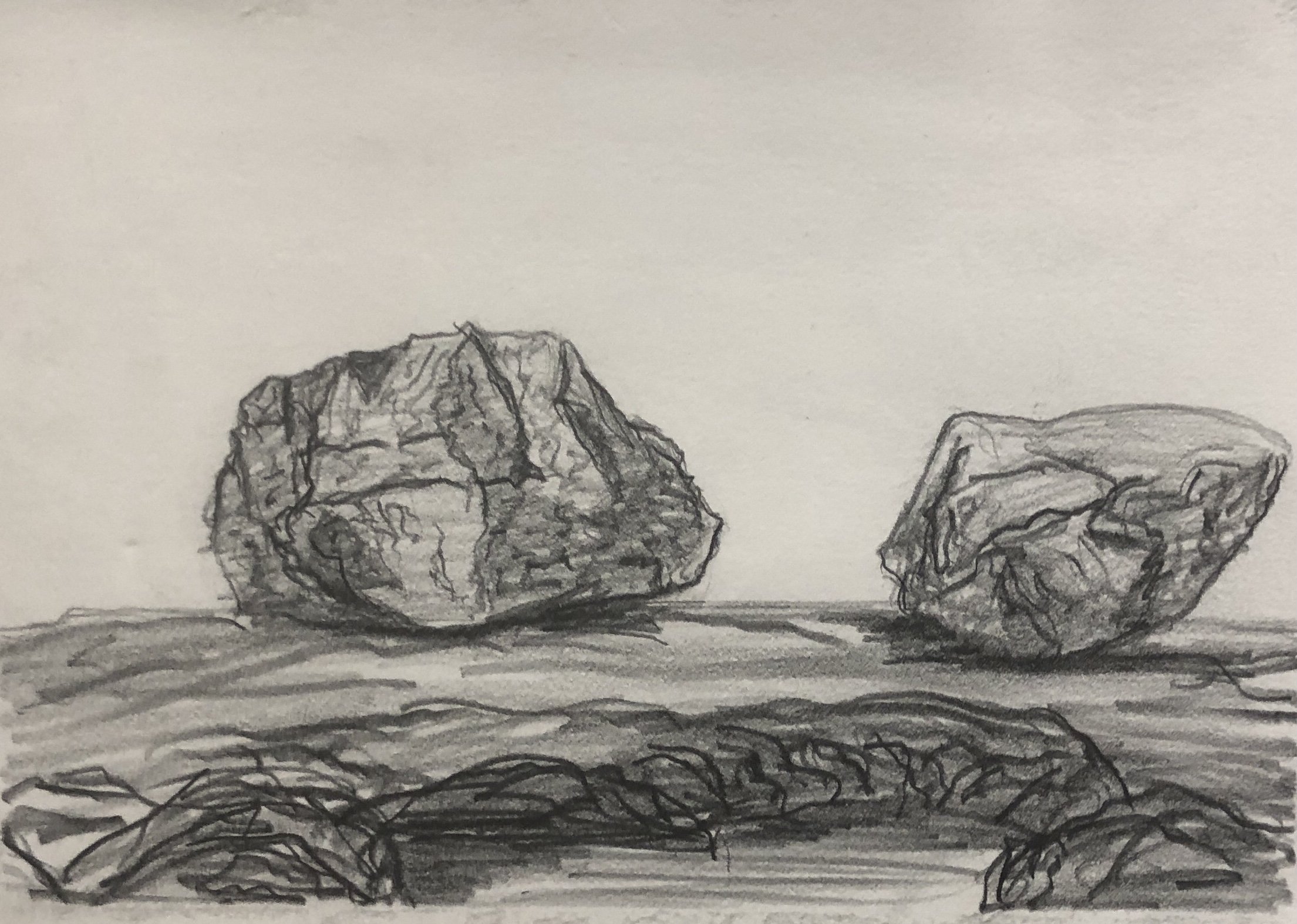 Erratic Study, Old School House Point, graphite on paper, 8 x 10 inches, matted - $75