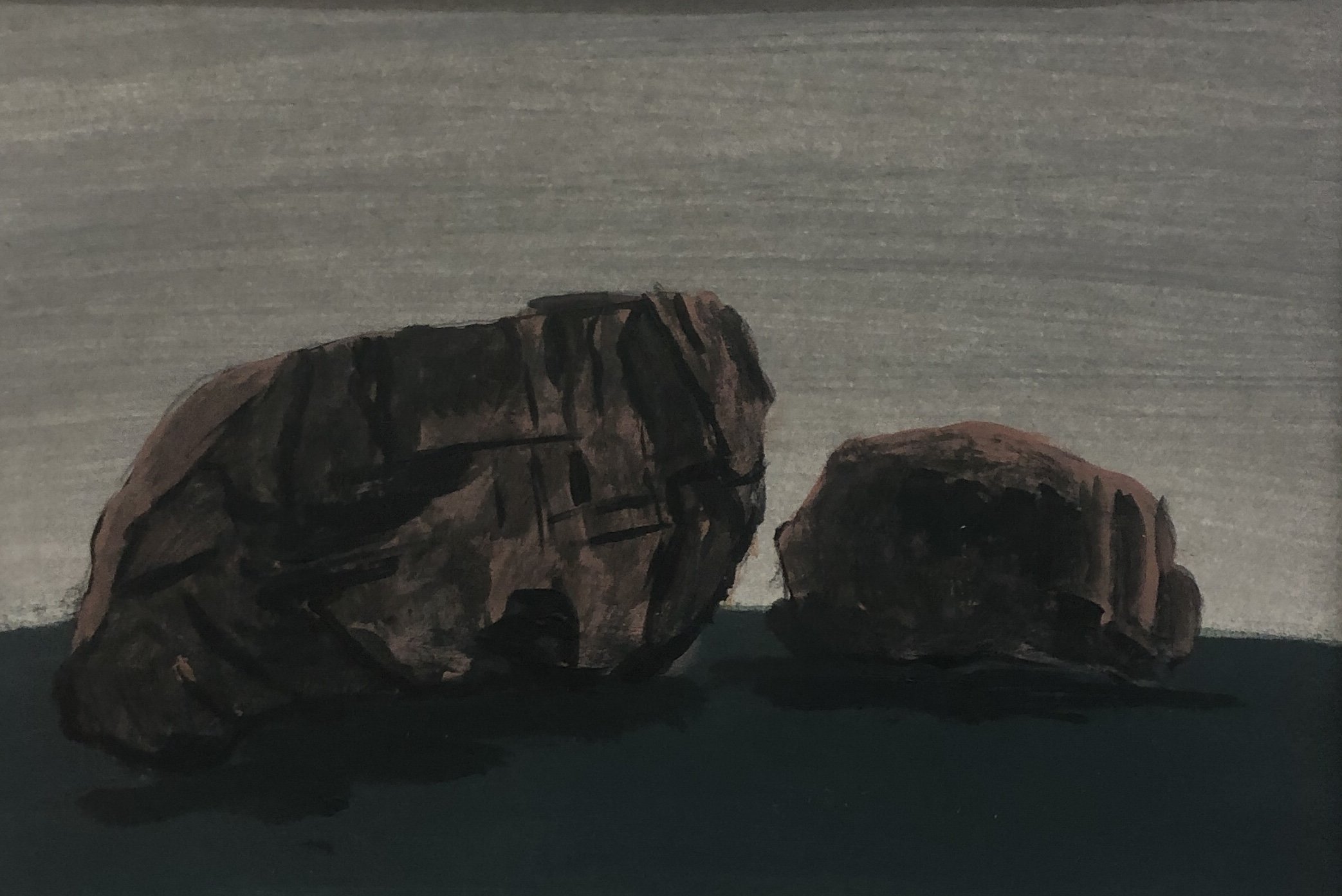 Erratic study, Old School House Point, acrylic on paper, 8 x 10 inches, matted - $75