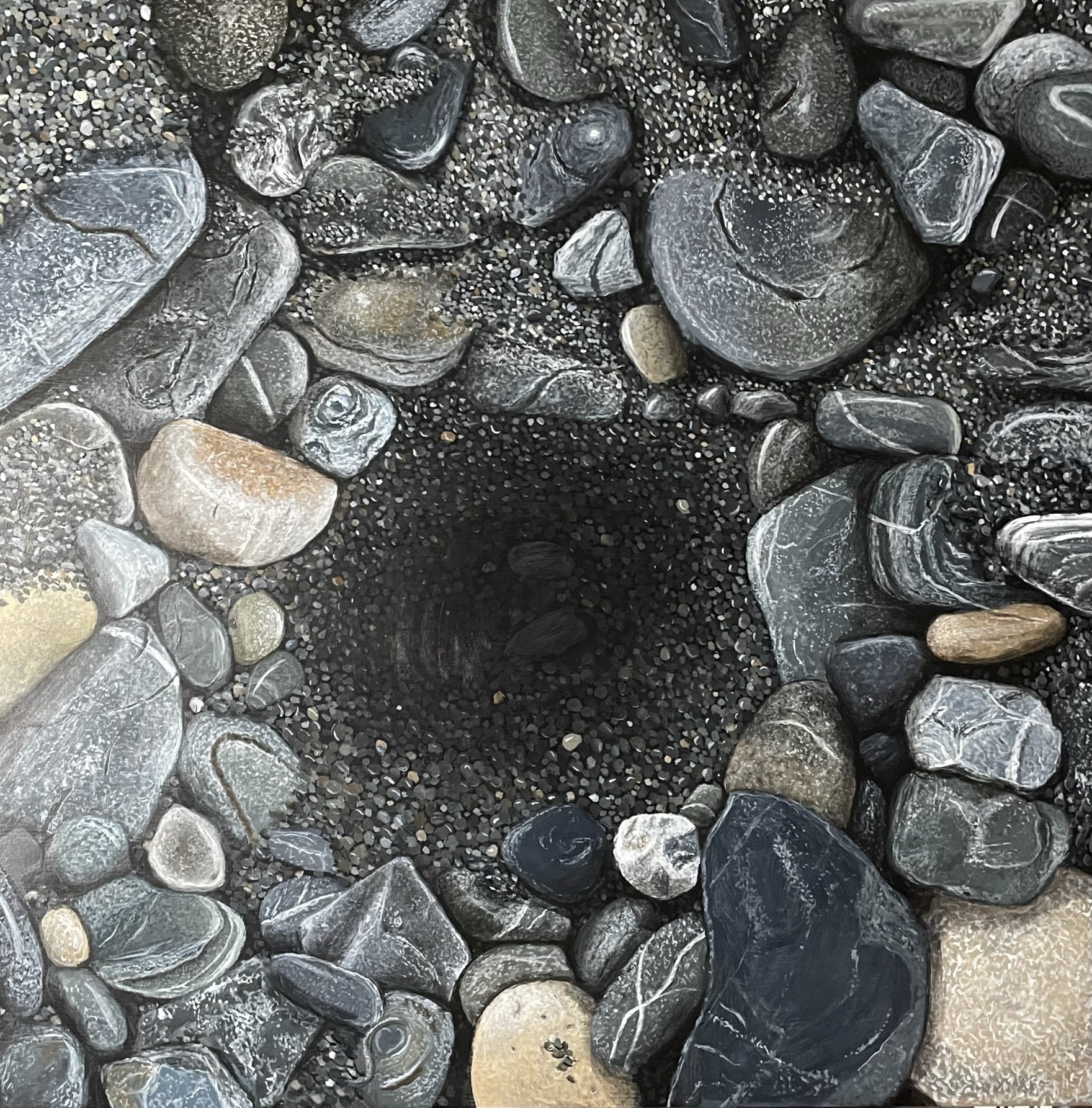 The Abyss at Frenchman's Cove, Bay of Islands, acrylic on panel, 20 x 20 inches, $700