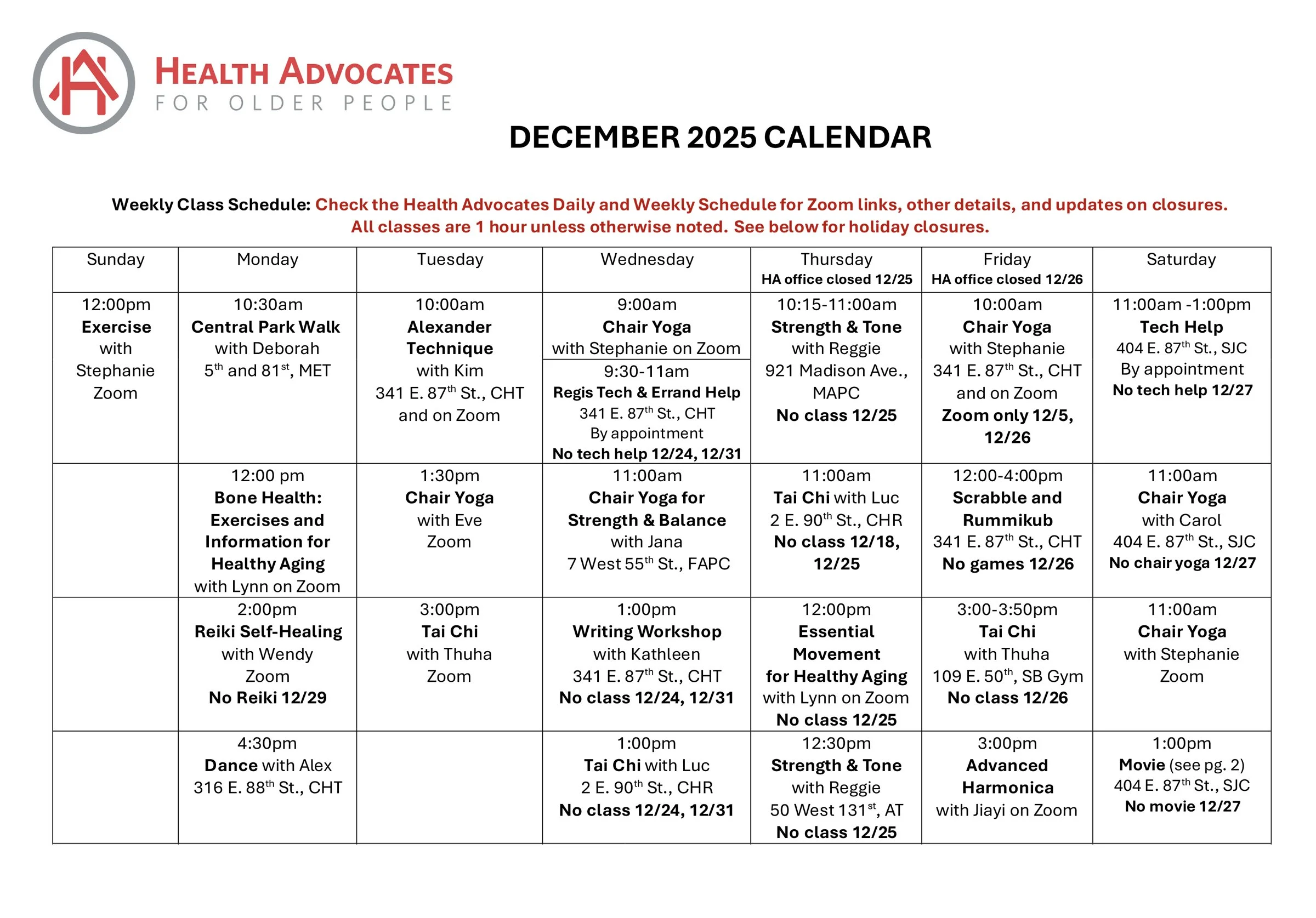 December 2025 Monthly Calendar