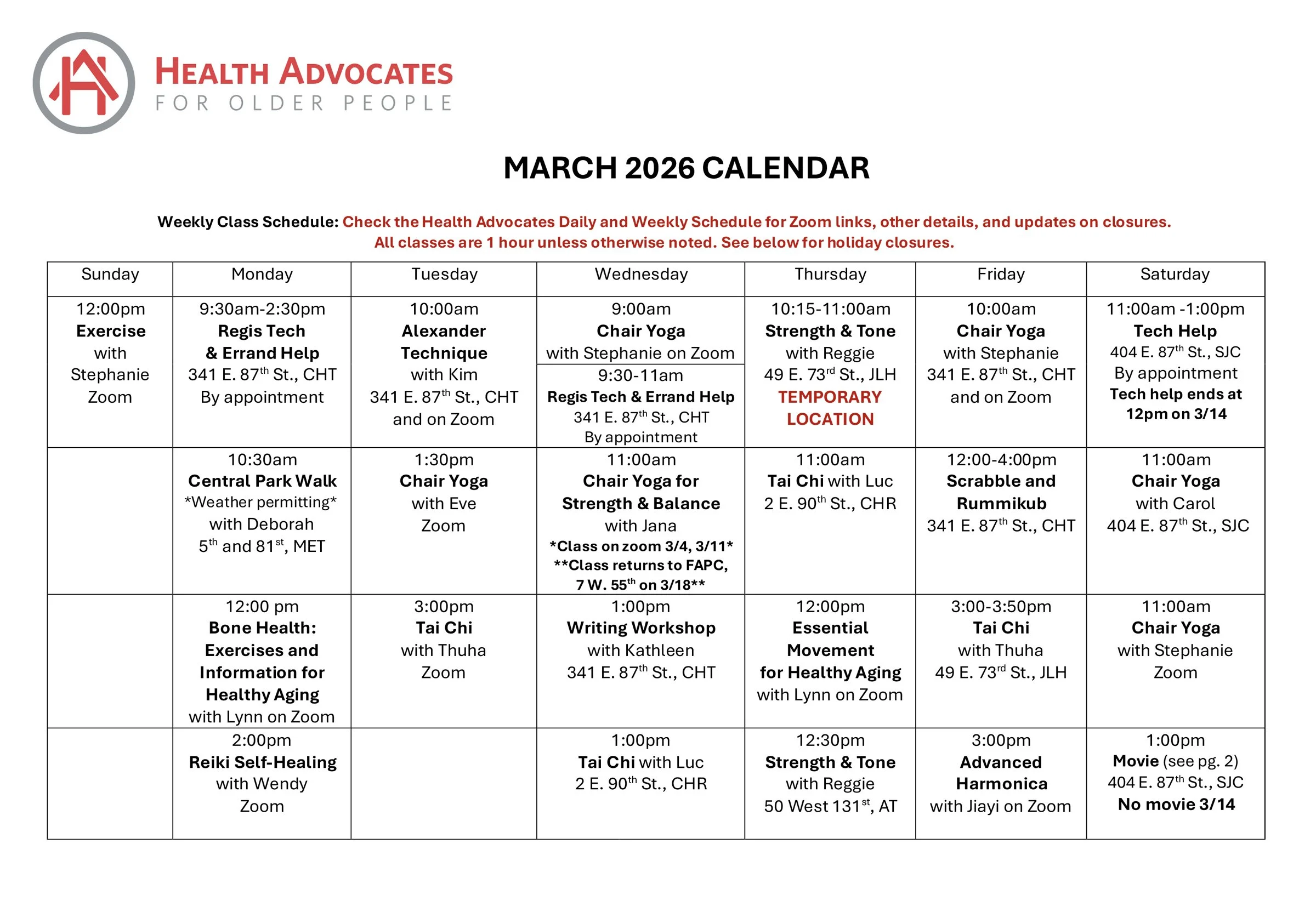 March 2026 Monthly Calendar