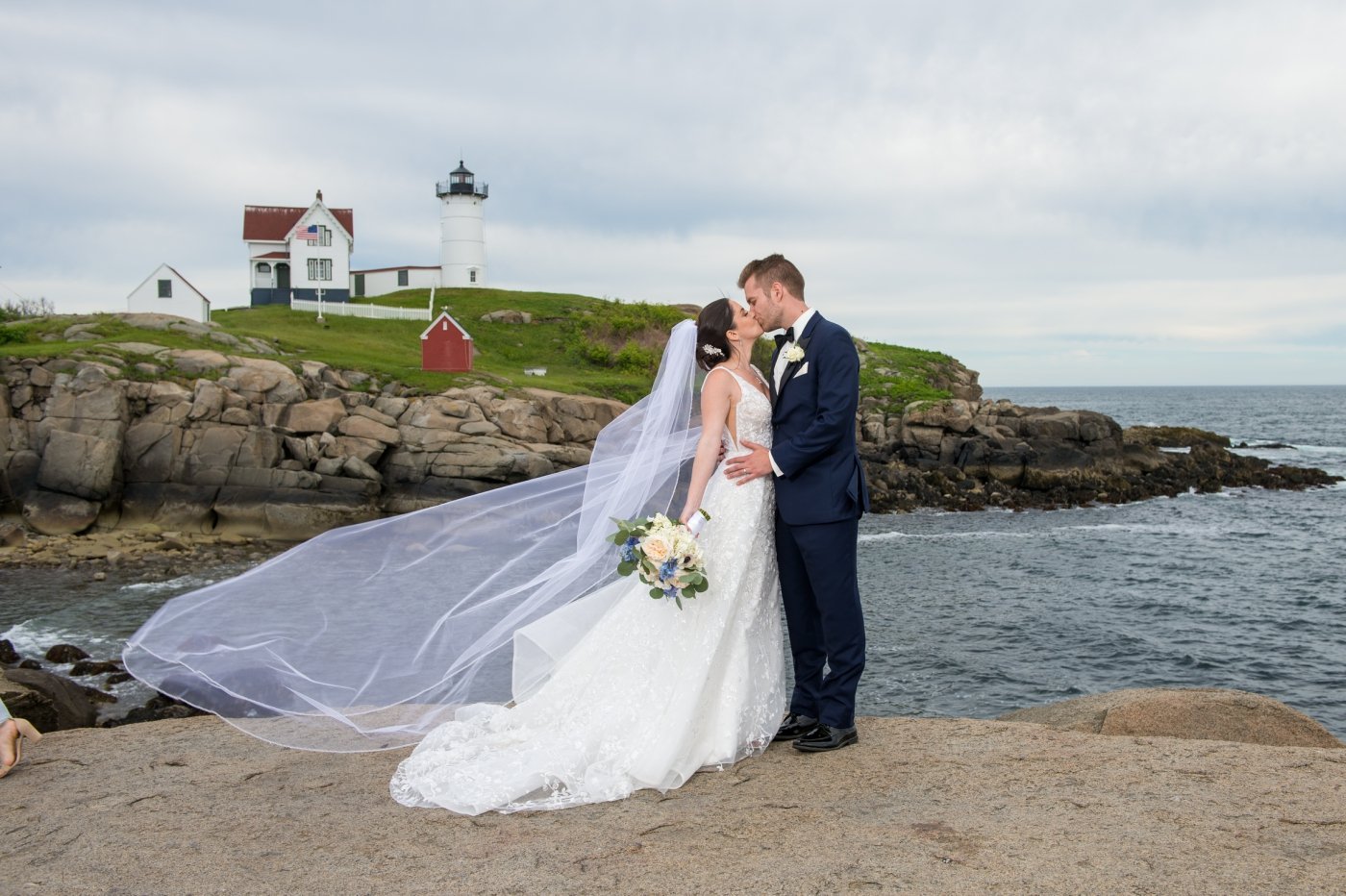 bride and groom portraits in Maine