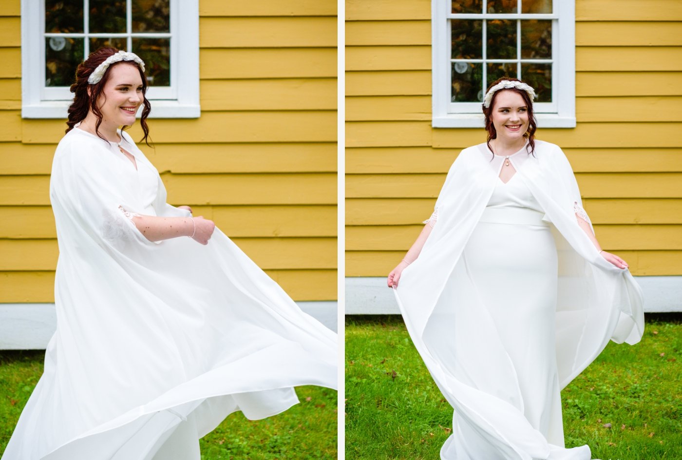 bride in flowy wedding gown