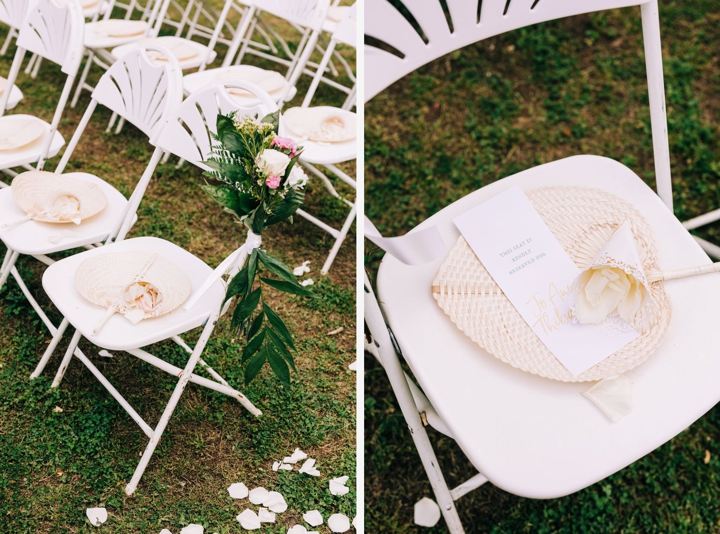 greenery accents for ceremony chairs