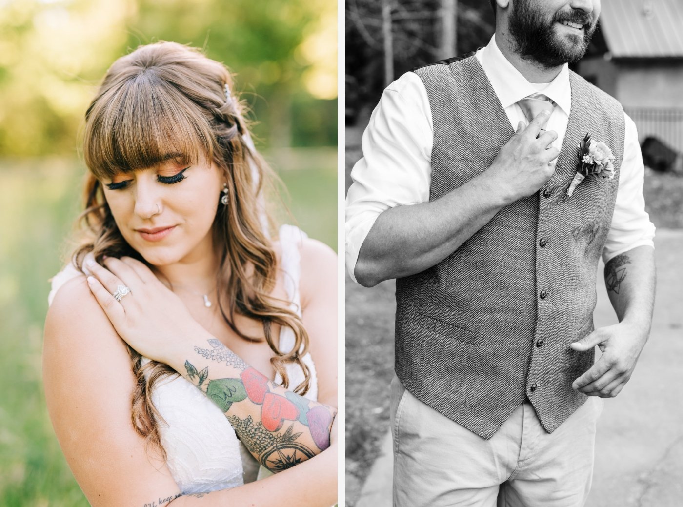 bride and groom portraits for spring wedding