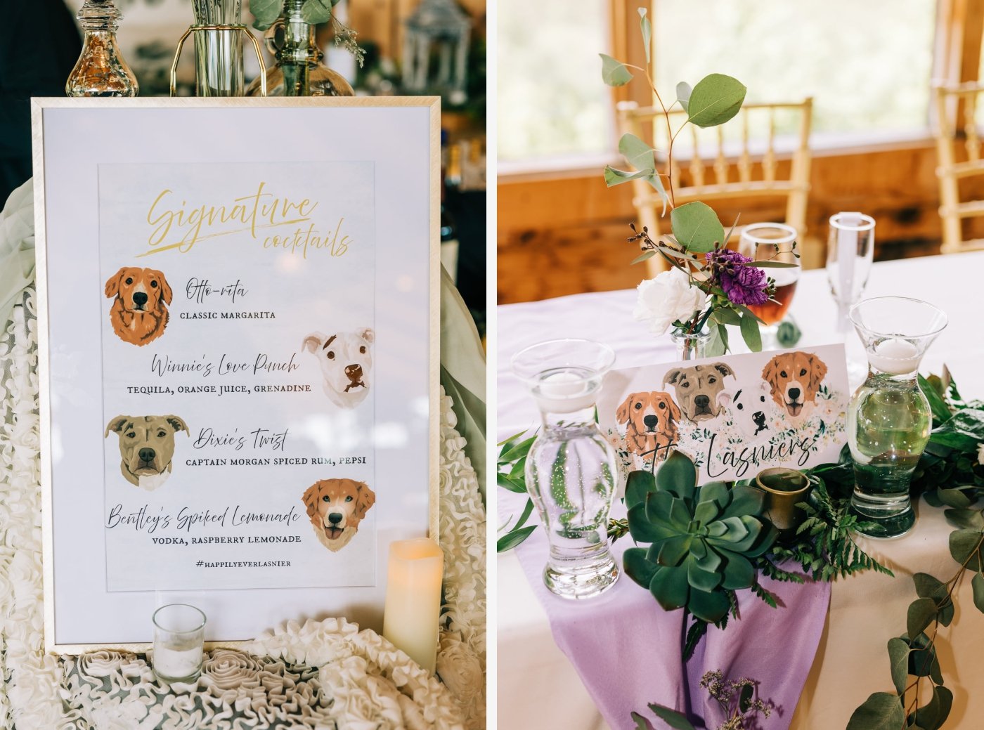 custom pet illustrations for wedding