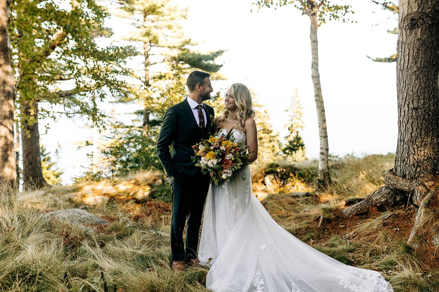 bride and groom portraits in Bar Harbor