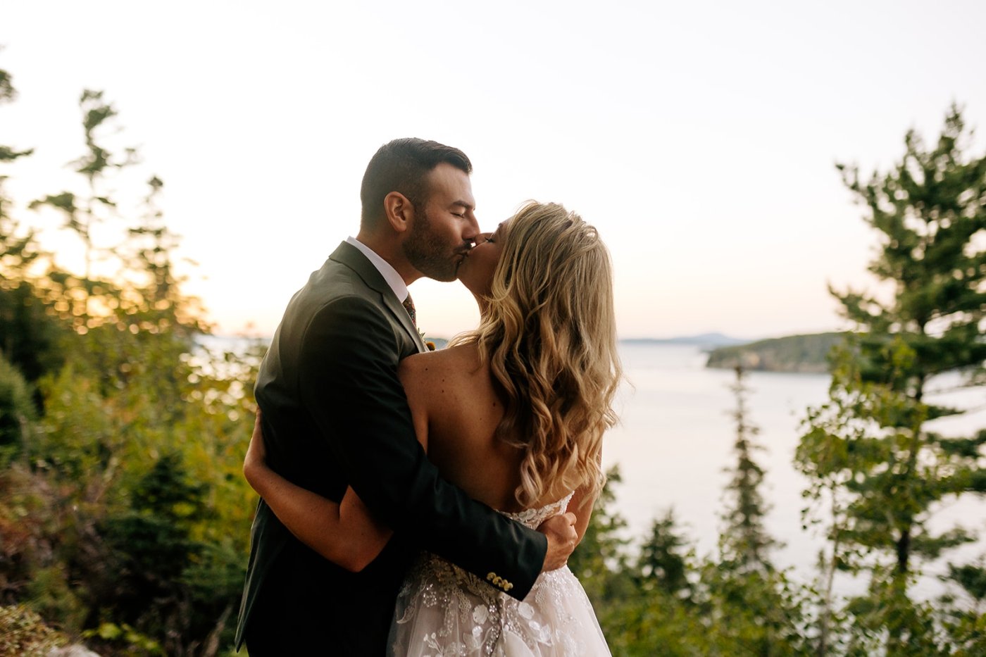 sunset bride and groom portraits
