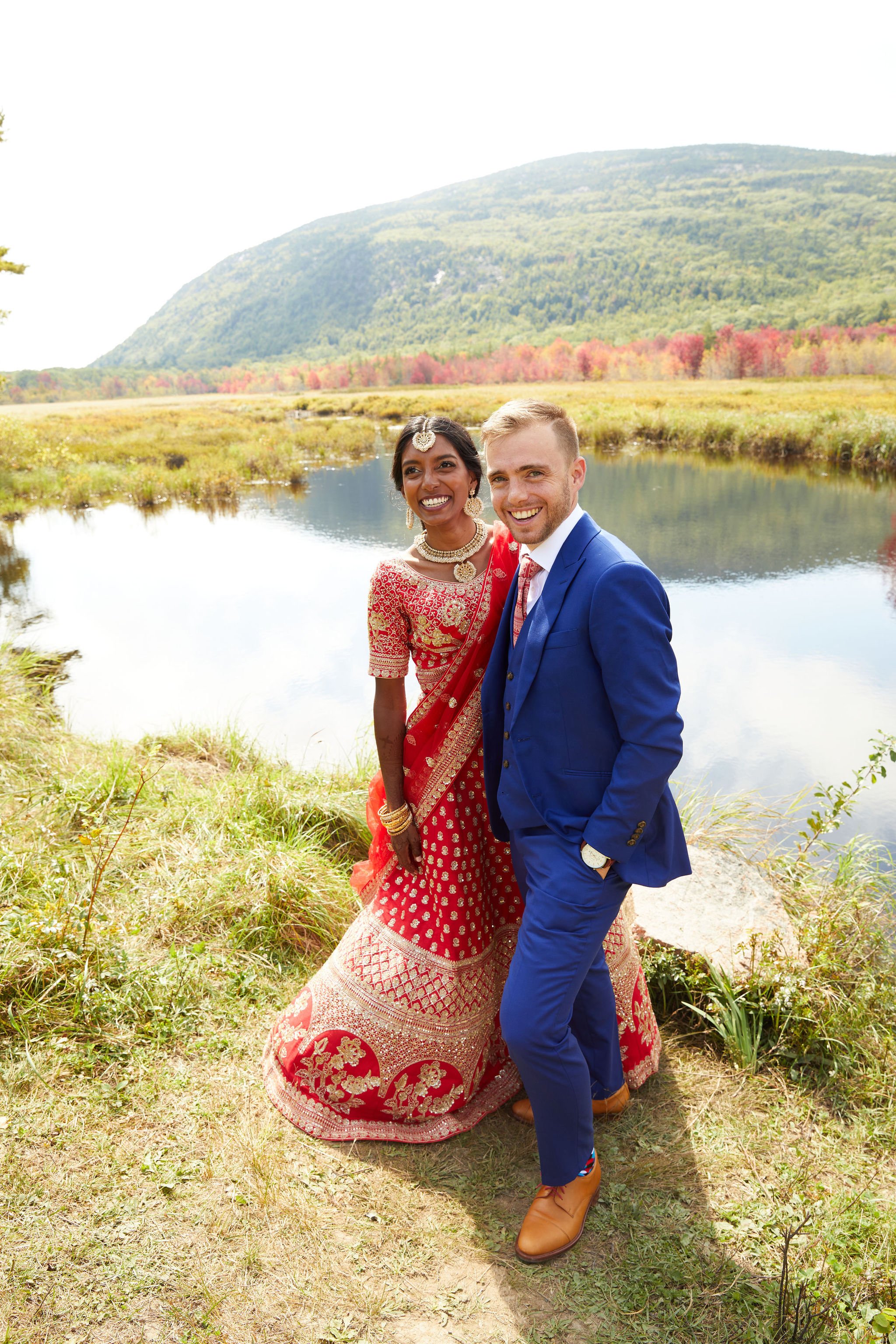 lakeside bride and groom portraits