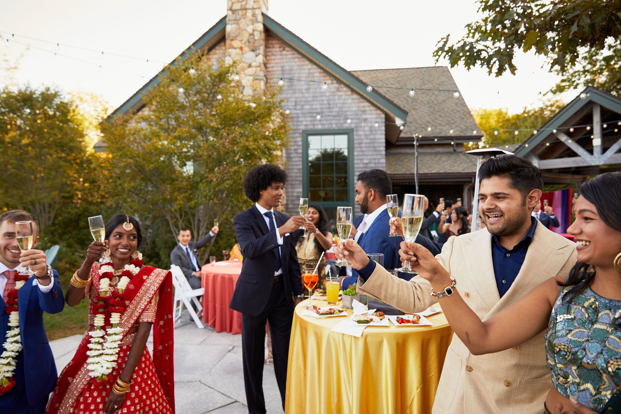 colorful wedding reception at Camp Beech Cliff