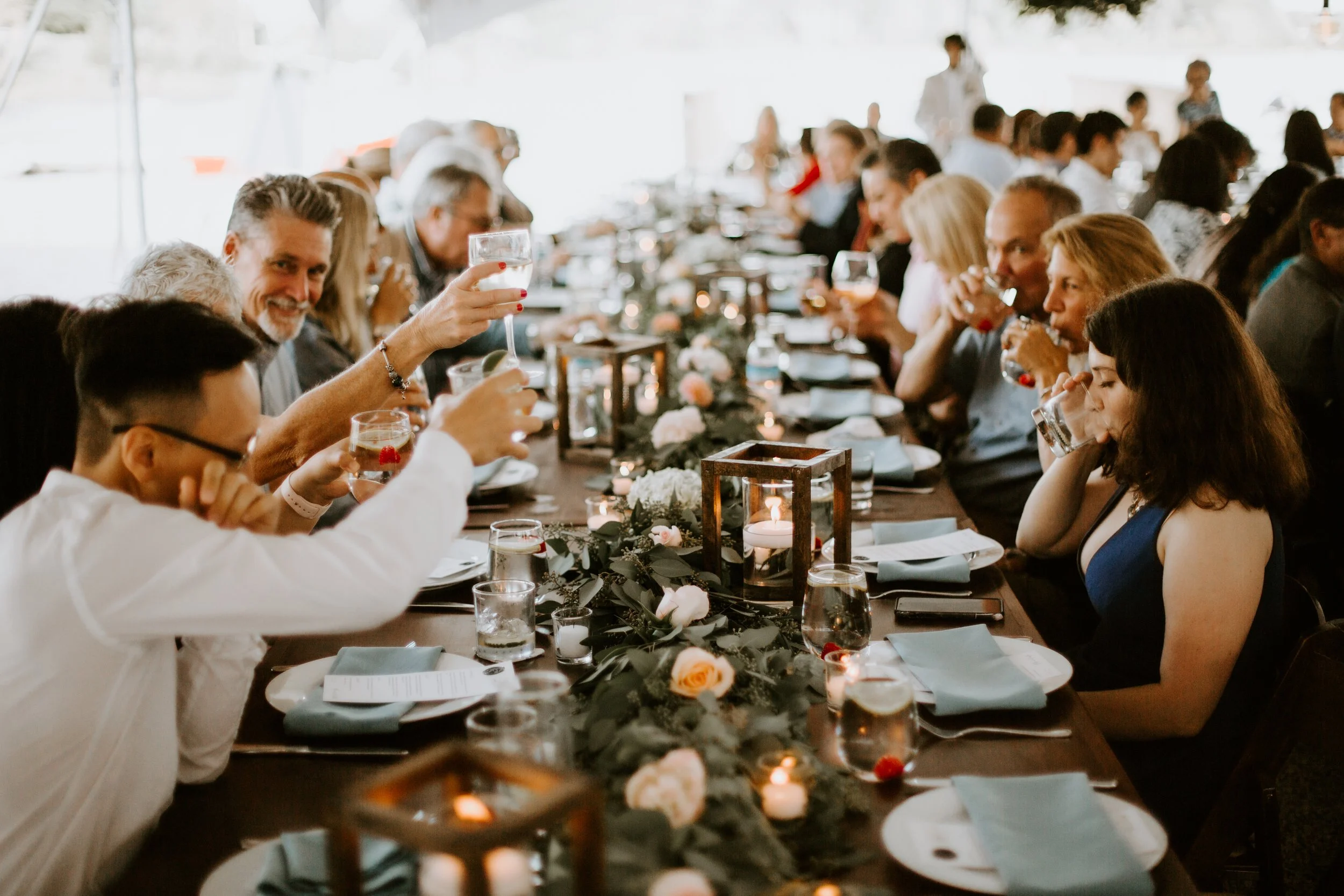 tented wedding reception at South End Yacht Club