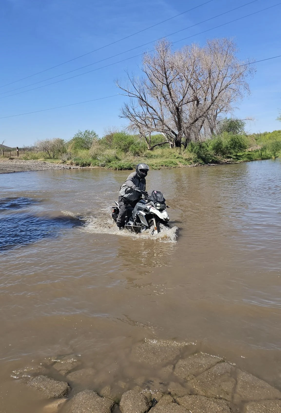 MRP Participant rides BMW GS through water