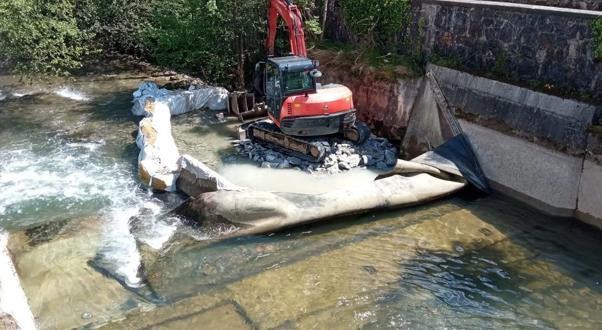 URA ha eliminado una presa hinchable en Zaldibia
