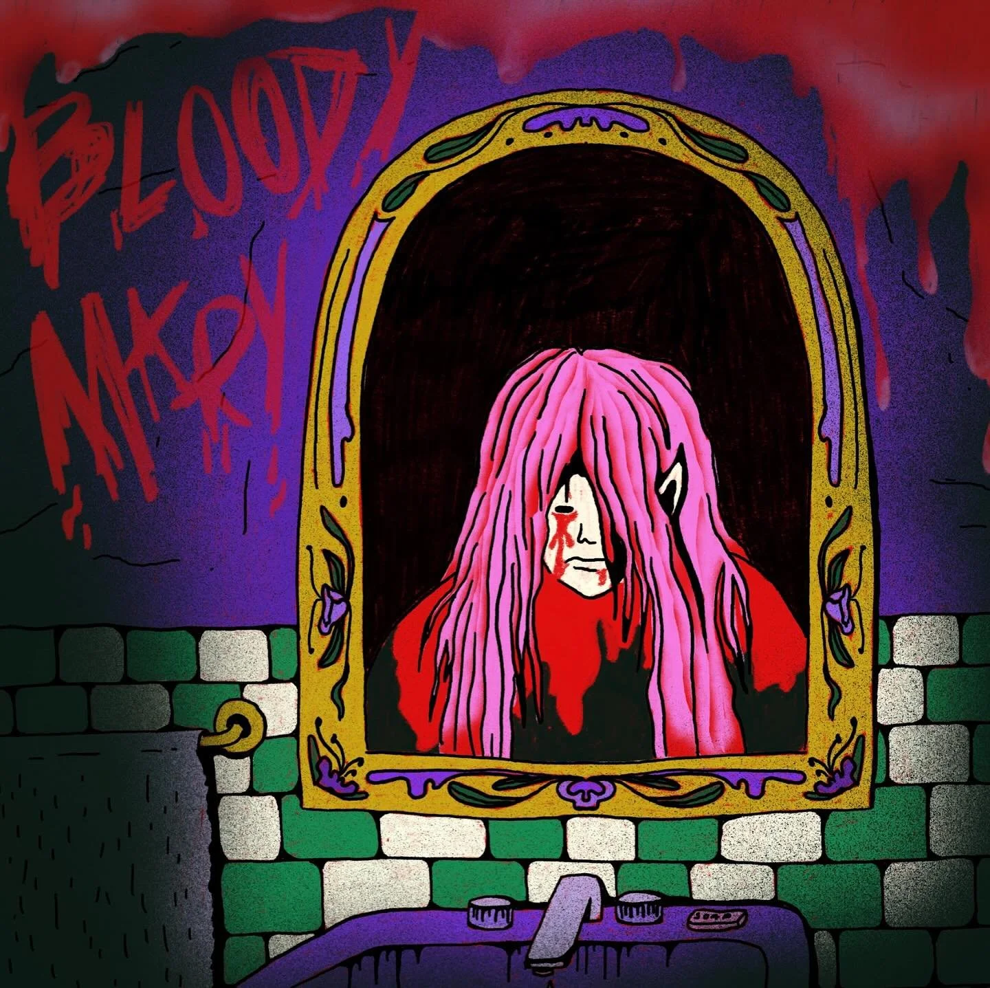 🔮 &ldquo;Bloody Mary&rdquo; and other nightmare fuel brought to life by @blondiebutdontcallmethat 🖤 In this 12-week style-intensive course via @greaterthan.courses, Jenna is exploring her unique illustration style, helping her discover and dissect 
