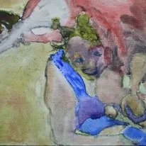 Girl-y Wrestler, 2011-2013, canvas panel, acrylic, 9” x 12”