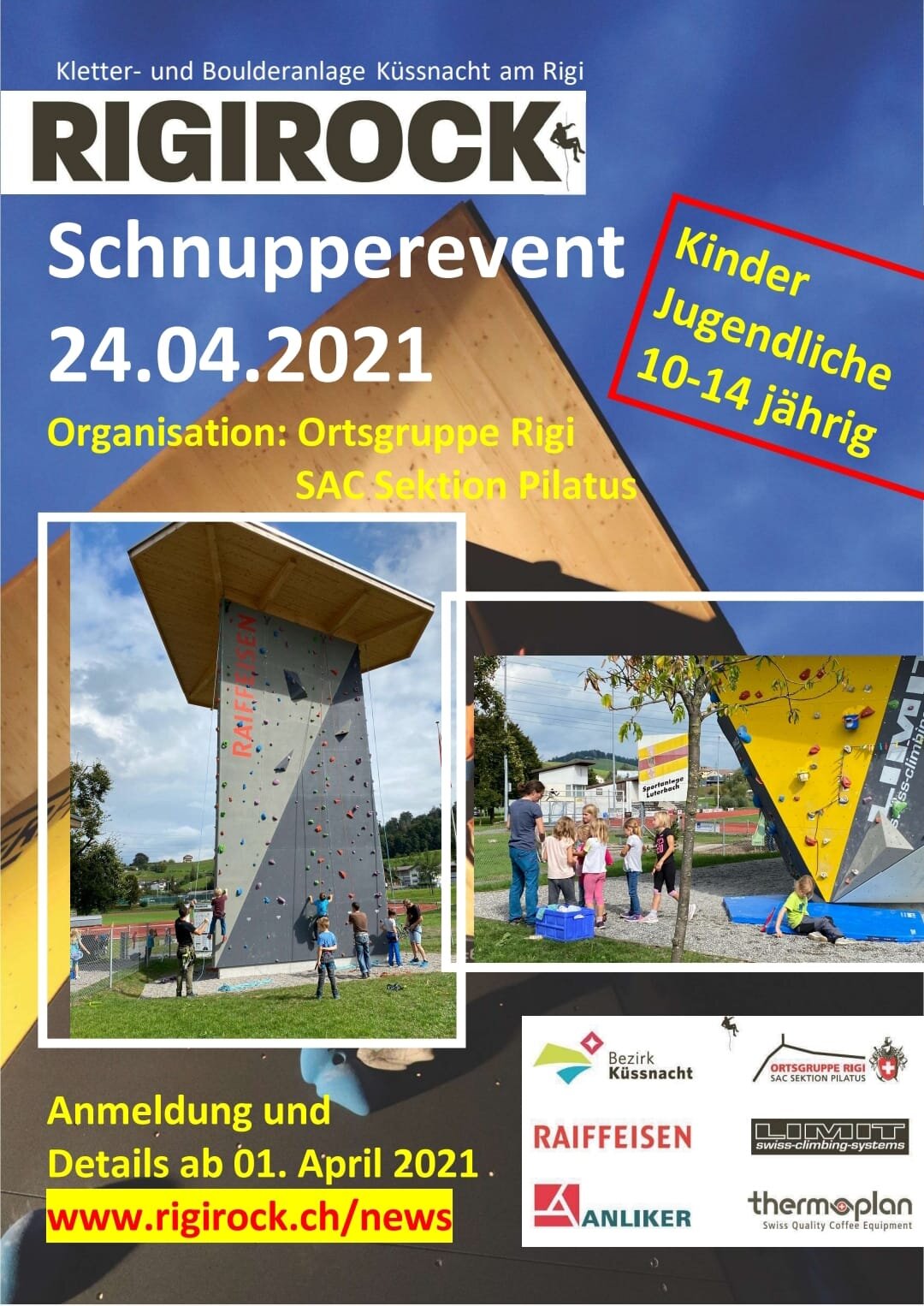 Schnupperanlass Klettern für Kinder