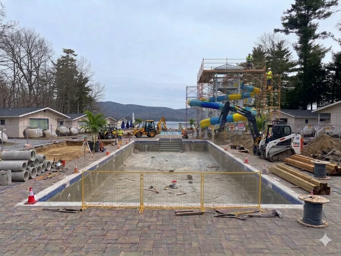 We are SO excited to finally reveal what we&rsquo;ve been working on all winter! After years of being asked, &ldquo;Why don&rsquo;t you have a pool?&rdquo;&hellip;. We finally caved! Who needs grass anyways?

We admit the slide is a little large, but