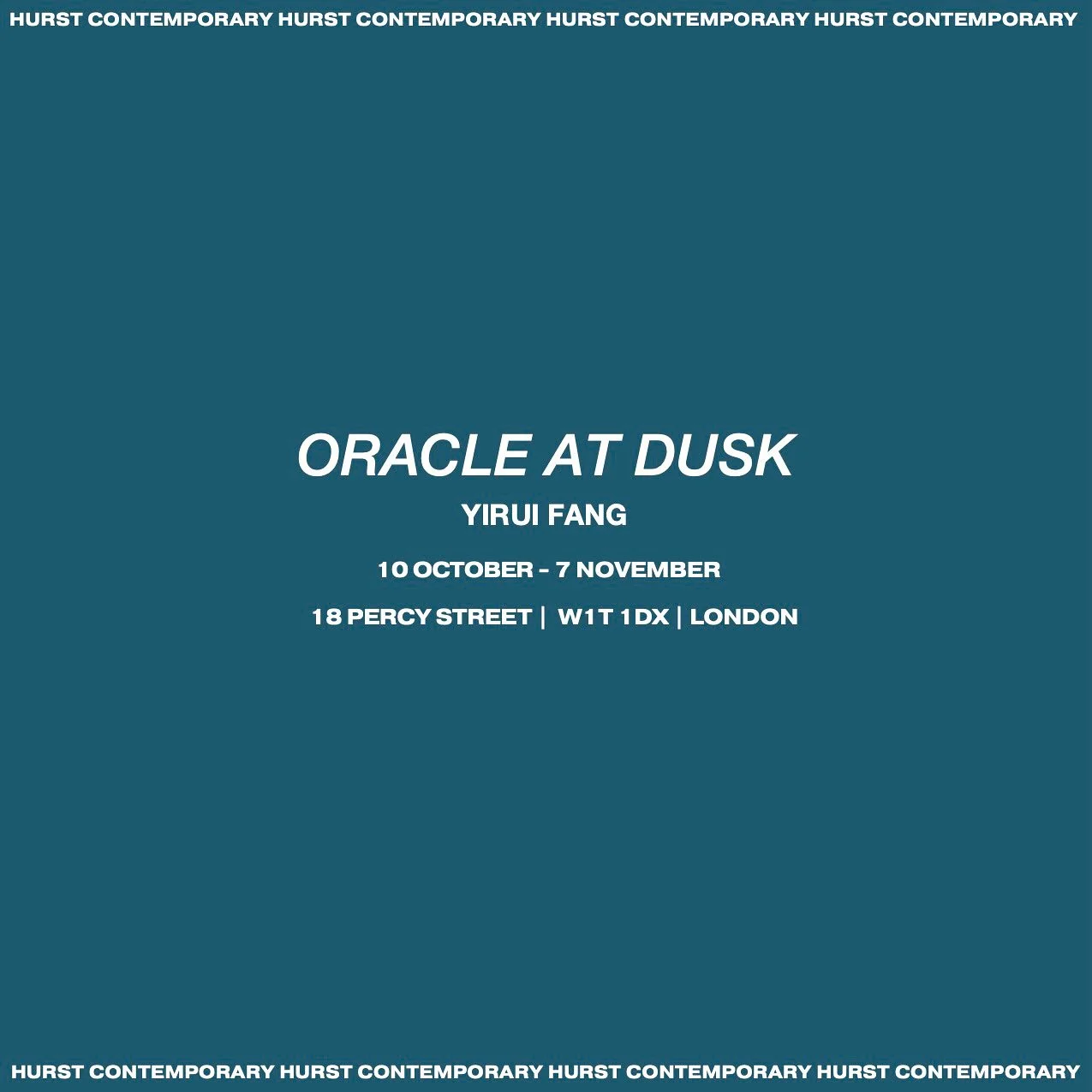 Hurst Contemporary are pleased to be presenting a solo exhibition by artist Yirui Fang (b.1997) titled Oracle at Dusk here in London coinciding with Frieze week.&nbsp;After graduating from the Lu Sun Academy of Fine Arts, Yirui moved to Venice, Italy