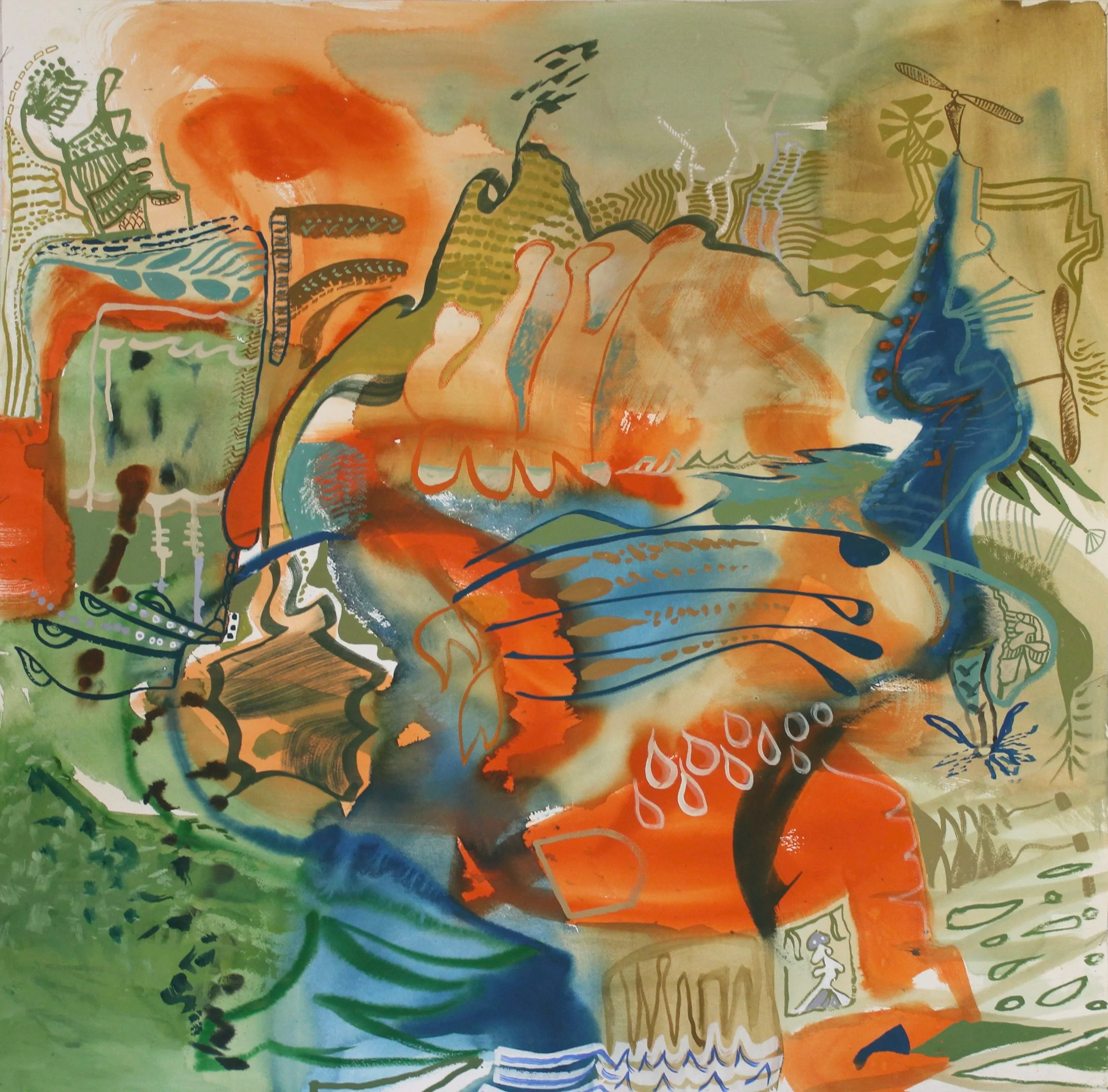 Another Blustery Day  34"x34"
gouache on rag paper