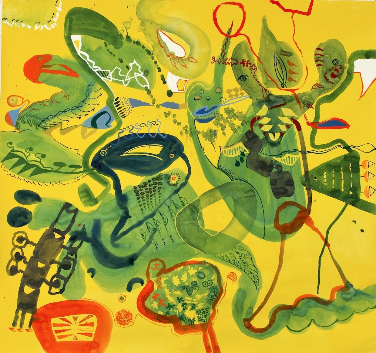 Under the Microscope  36"x40"
gouache on paper