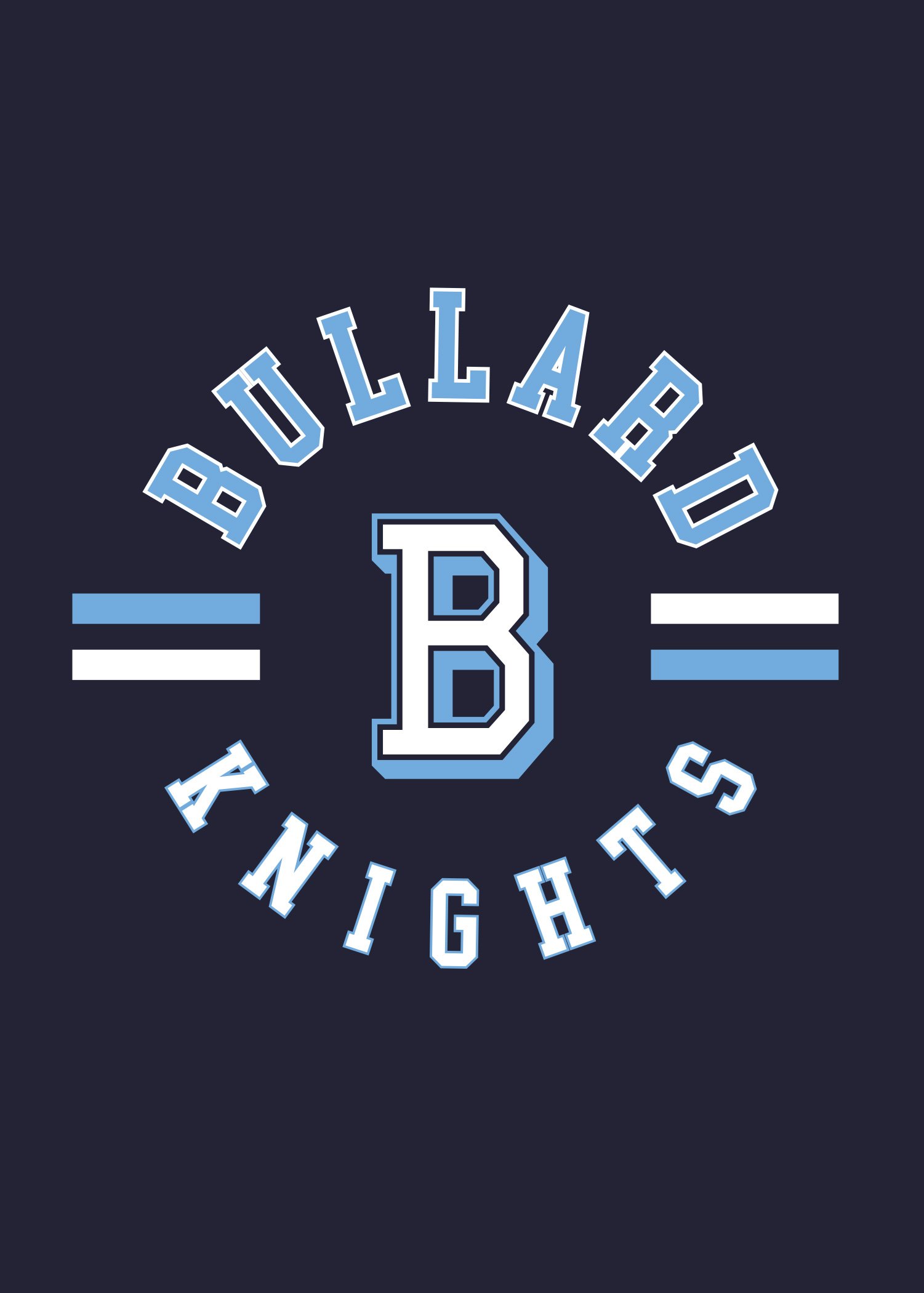 Blue and white logo with a large letter B in the center, surrounded by the words 'BUILDABO KNIGHTS' in an arc, and two horizontal stripes on each side.
