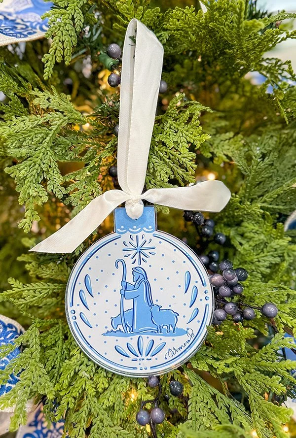 Shepherd Blue and White Acrylic Ornament.jpg