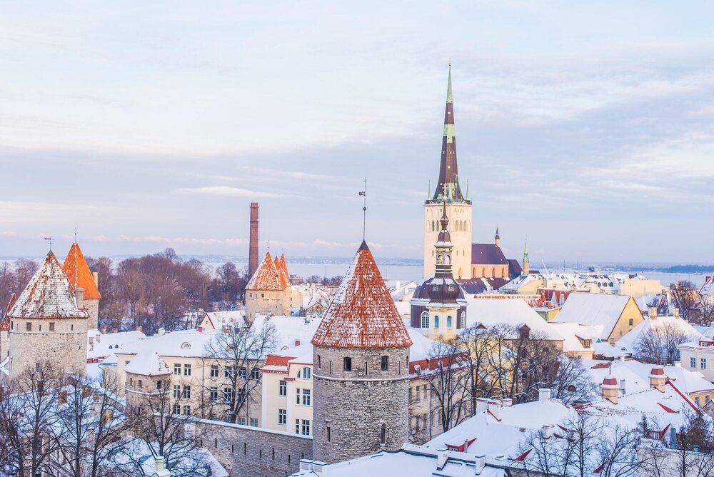 Tallinn Old Town Under Snow