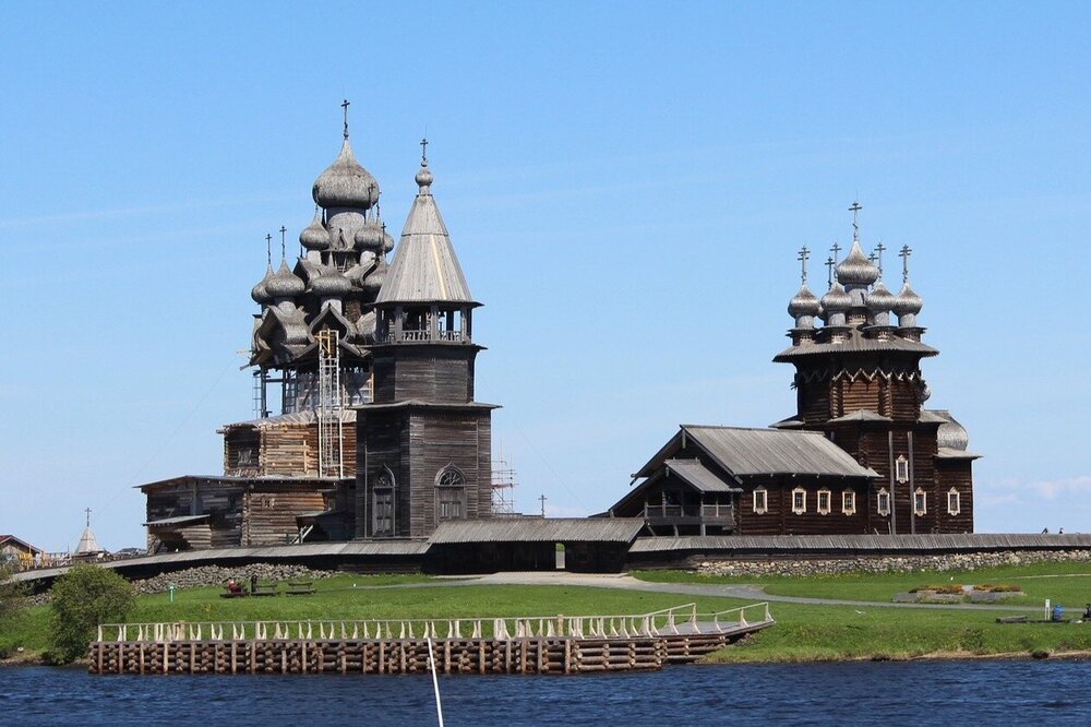 The Kizhi wooden church, grace with 22 onion domes