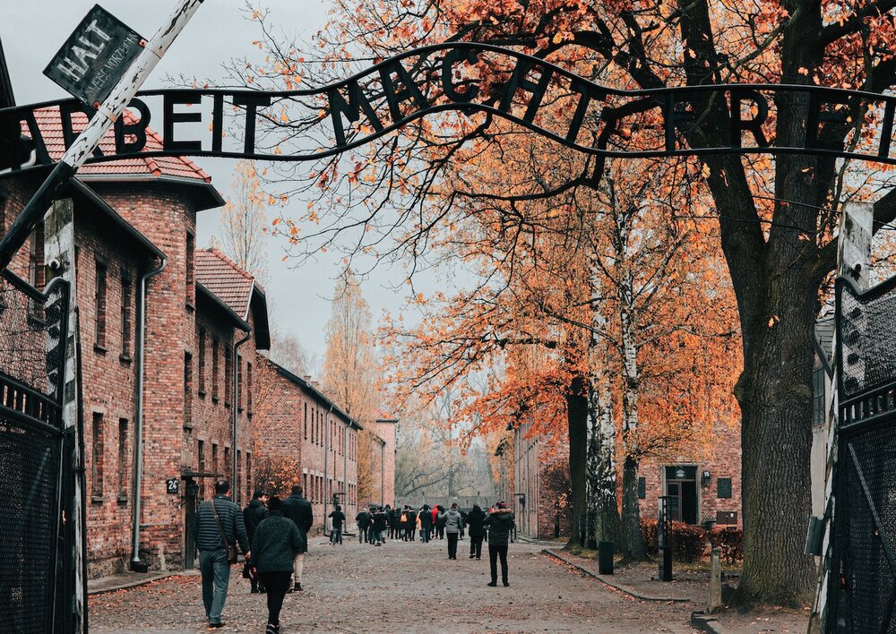 Work sets you free/Arbeit macht frei - entrance to Auschwitz death camp