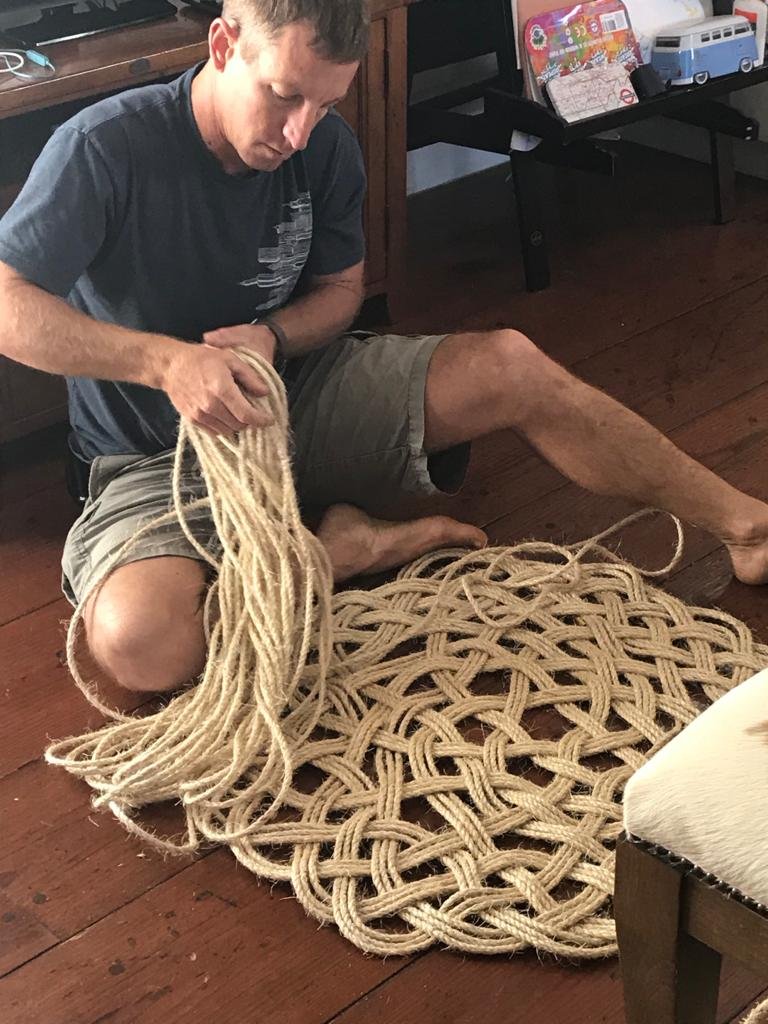 Chris creates intricate rope designs.