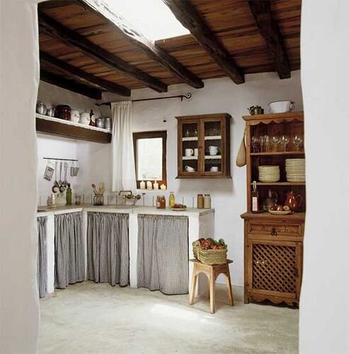 A Curtain For Your Kitchen Cabinet, Curtains Over Kitchen Cabinets