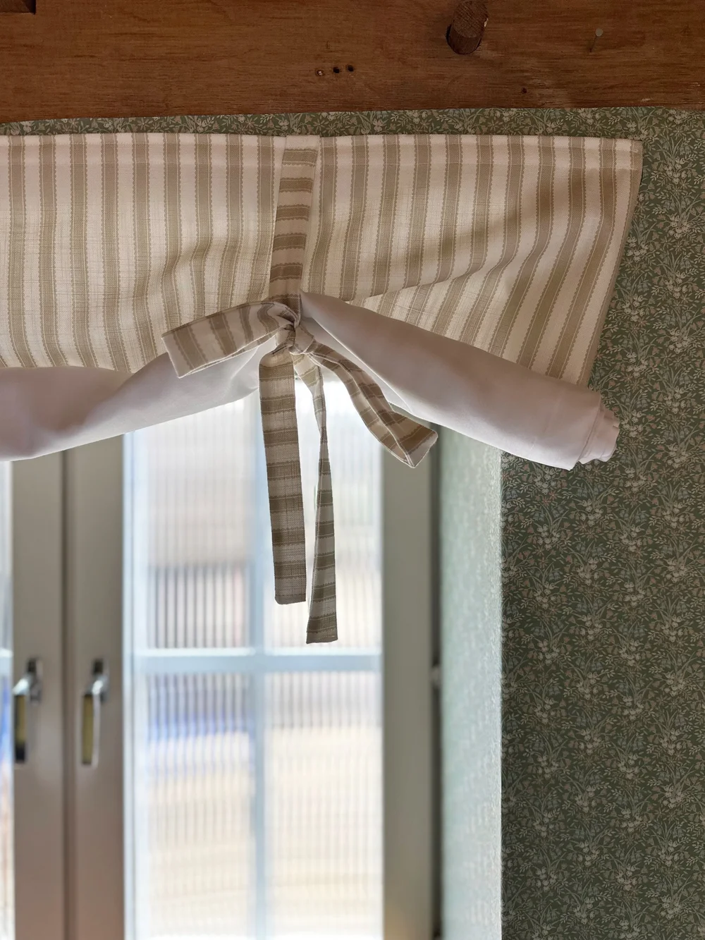 Bow Valance Blind in Ticking Stripe.jpeg