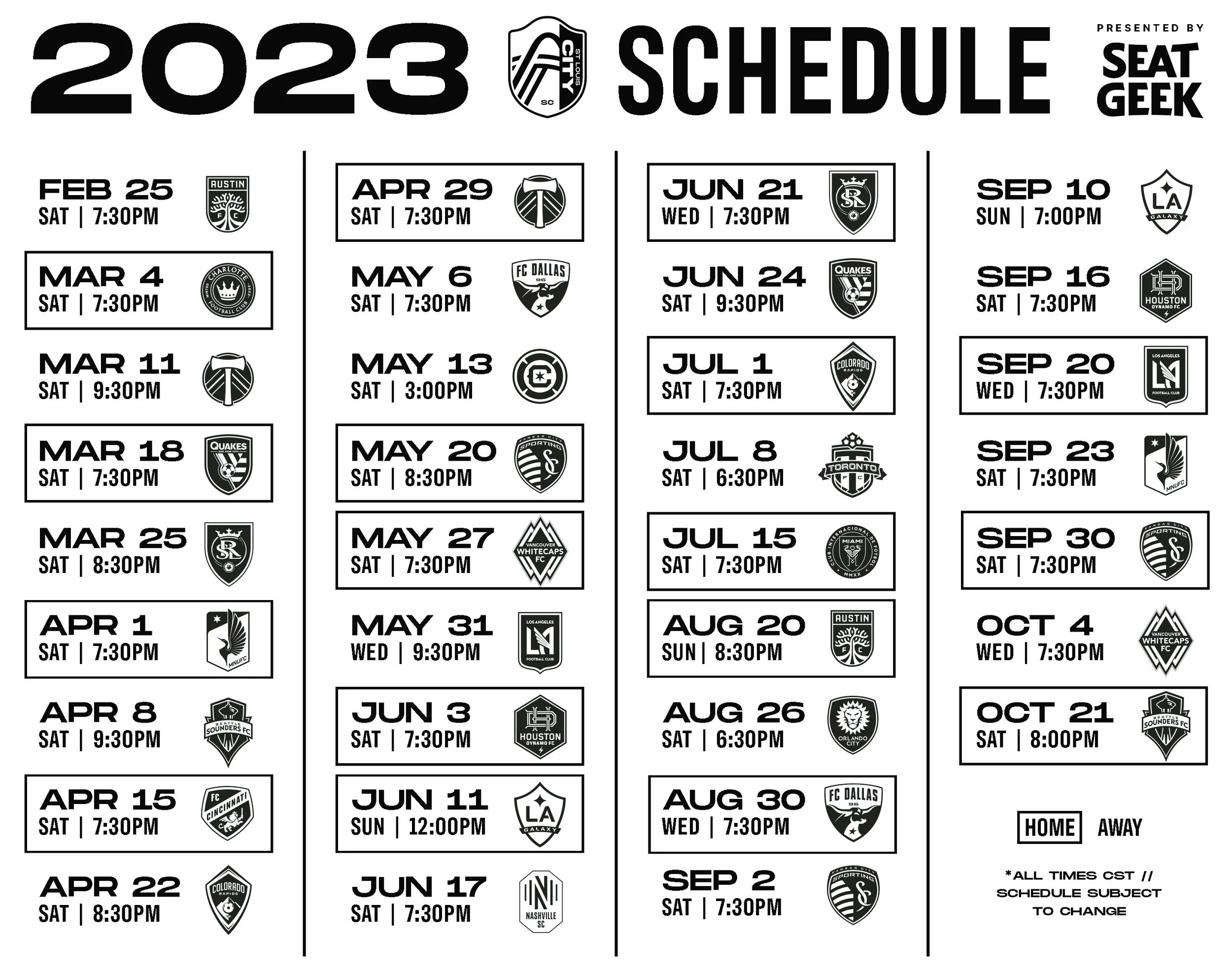 STL City SC Schedule — The Franchise Sports Bar and Grill